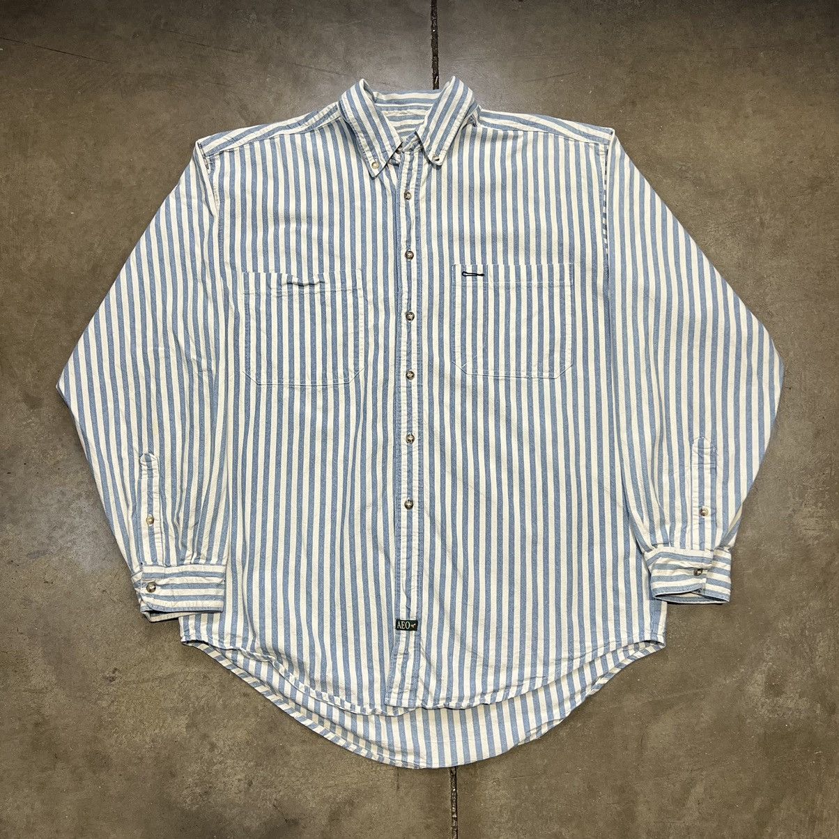 American Eagle Outfitters × Vintage Vintage Y2K American Eagle Hickory Striped Button Up Shirt Size US L / EU 52-54 / 3 - 1 Thumbnail