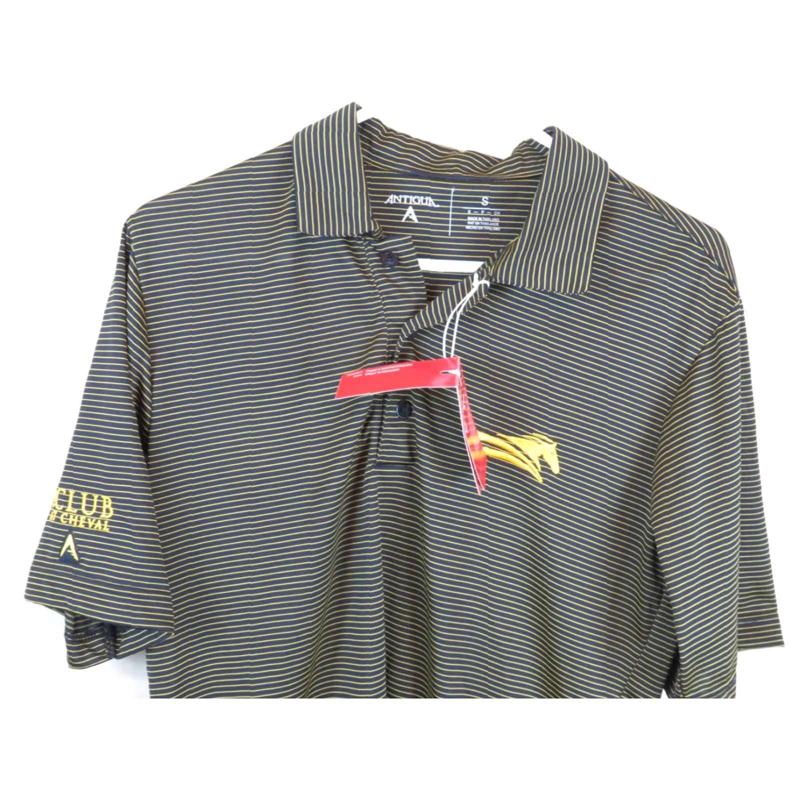 Vintage Antigua Golf Shirt Polo Short Sleeve Striped Orange S NWT Embroidered Microfiber 100% Polyester Men’s Regular Fit Golf Club Car Country Club Size US S / EU 44-46 / 1 - 3 Thumbnail