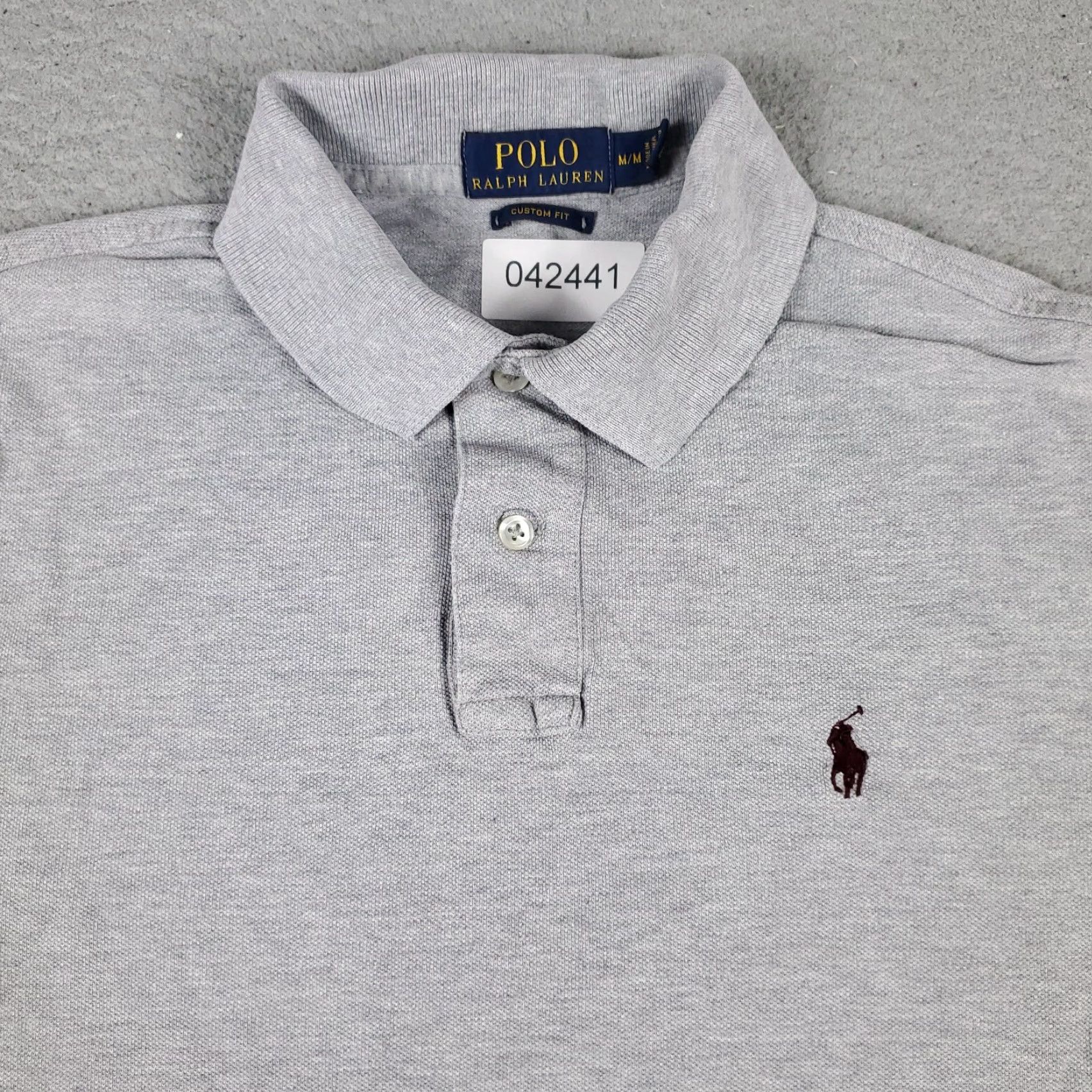 Ralph Lauren Ralph Lauren Polo Shirt Mens Medium Gray Solid Short Sleeve Button-Front Collared Cotton Polo - Classic American Brand Mens Medium Size US M / EU 48-50 / 2 - 2 Thumbnail