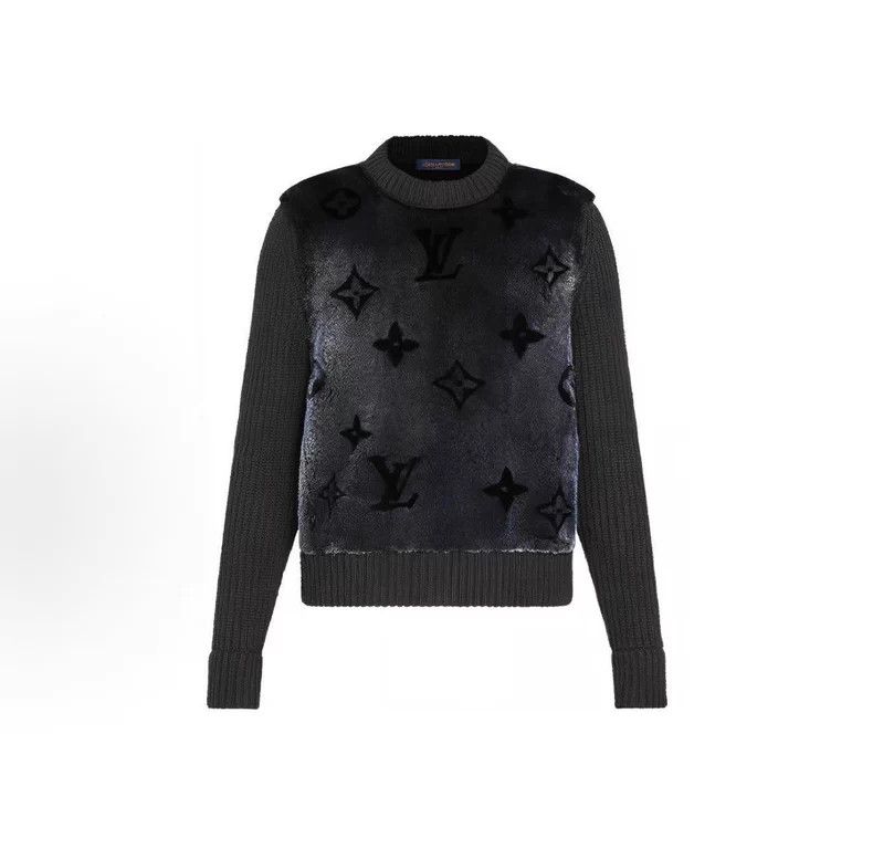 Louis Vuitton Dark print mink patchwork sweater