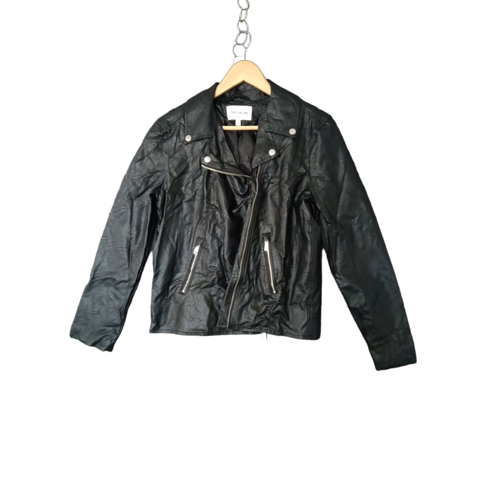 Elizabeth and James VINTAGE: Elizabeth and James Jacket Faux Leather Designer Moto Motorcycle Black S Women Size S / US 4 / IT 40 - 1 Thumbnail