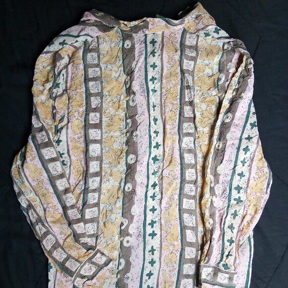 Other Vintage Nora Noh Geometric Stripes Pattern Silk Button Shirt Size L / US 10 / IT 46 - 3 Thumbnail