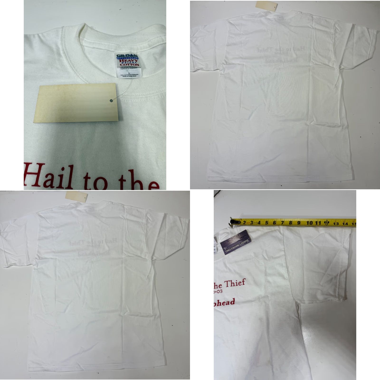 Gildan VINTAGE Radiohead Hail to the Thief T-Shirt Mens Large White 90s Graphic Music Size US L / EU 52-54 / 3 - 8 Thumbnail