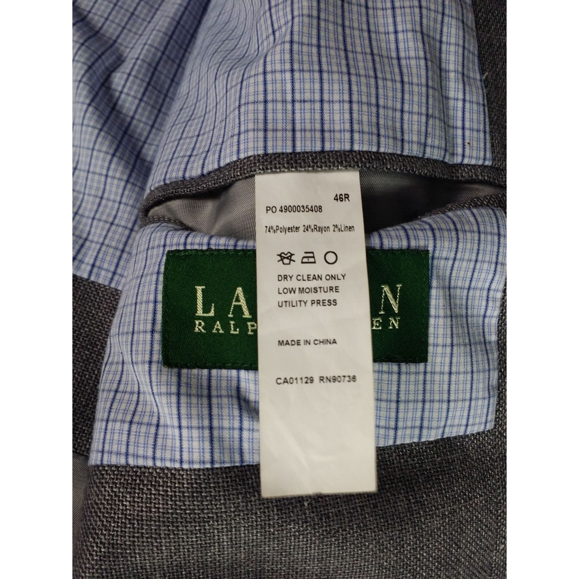 Lauren Ralph Lauren Lauren Ralph Lauren Blazer Men Sz 46R Gray 2 Button Designer Size 46R - 7 Thumbnail
