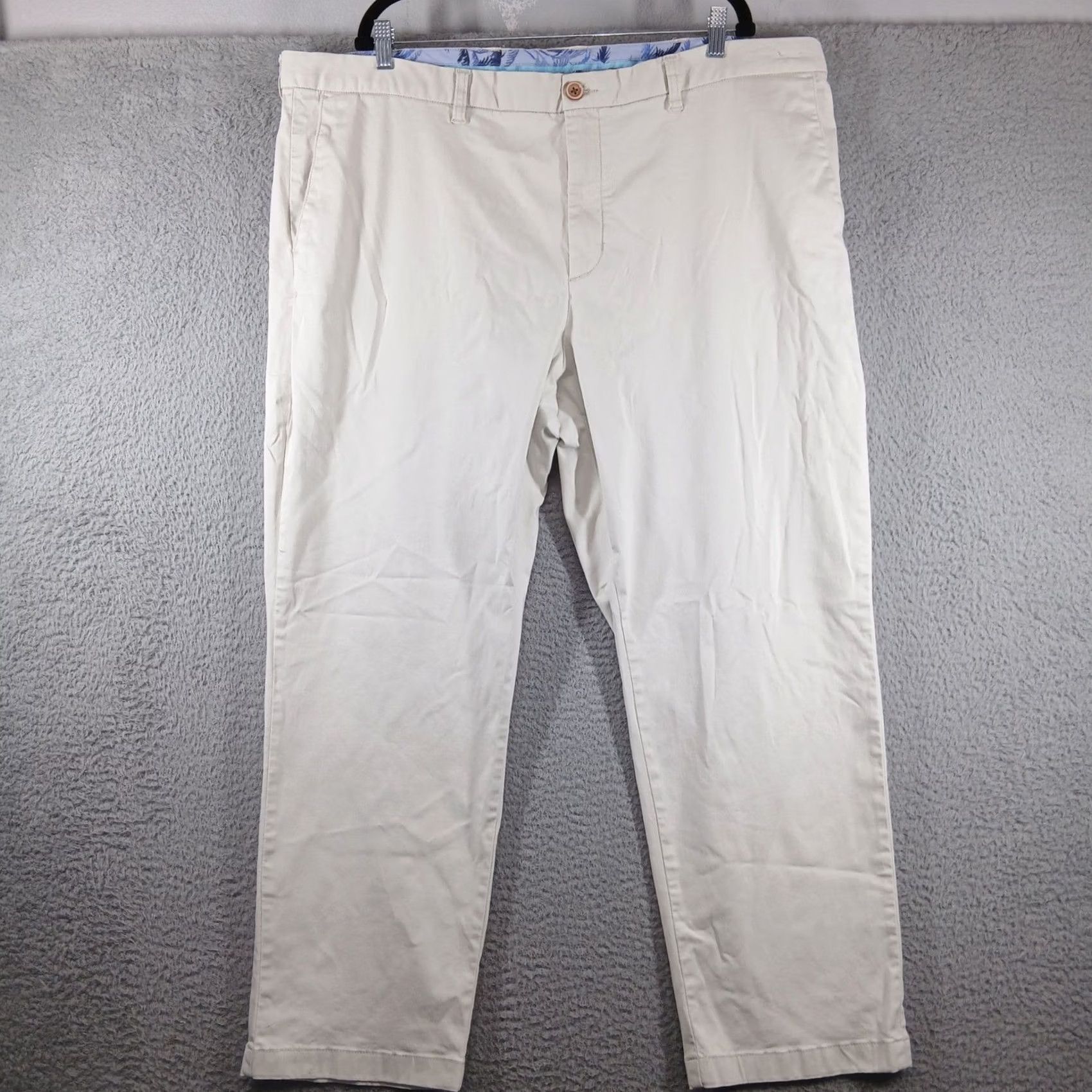 Tommy Bahama Tommy Bahama Boracay Chino Pants Cotton Blend Stretch 46x30 Khaki Stone Casual, Travel Mens Big & Tall 46 Ivory Solid 90s Era Not Applicable Size US 30 / EU 46 - 2 Thumbnail