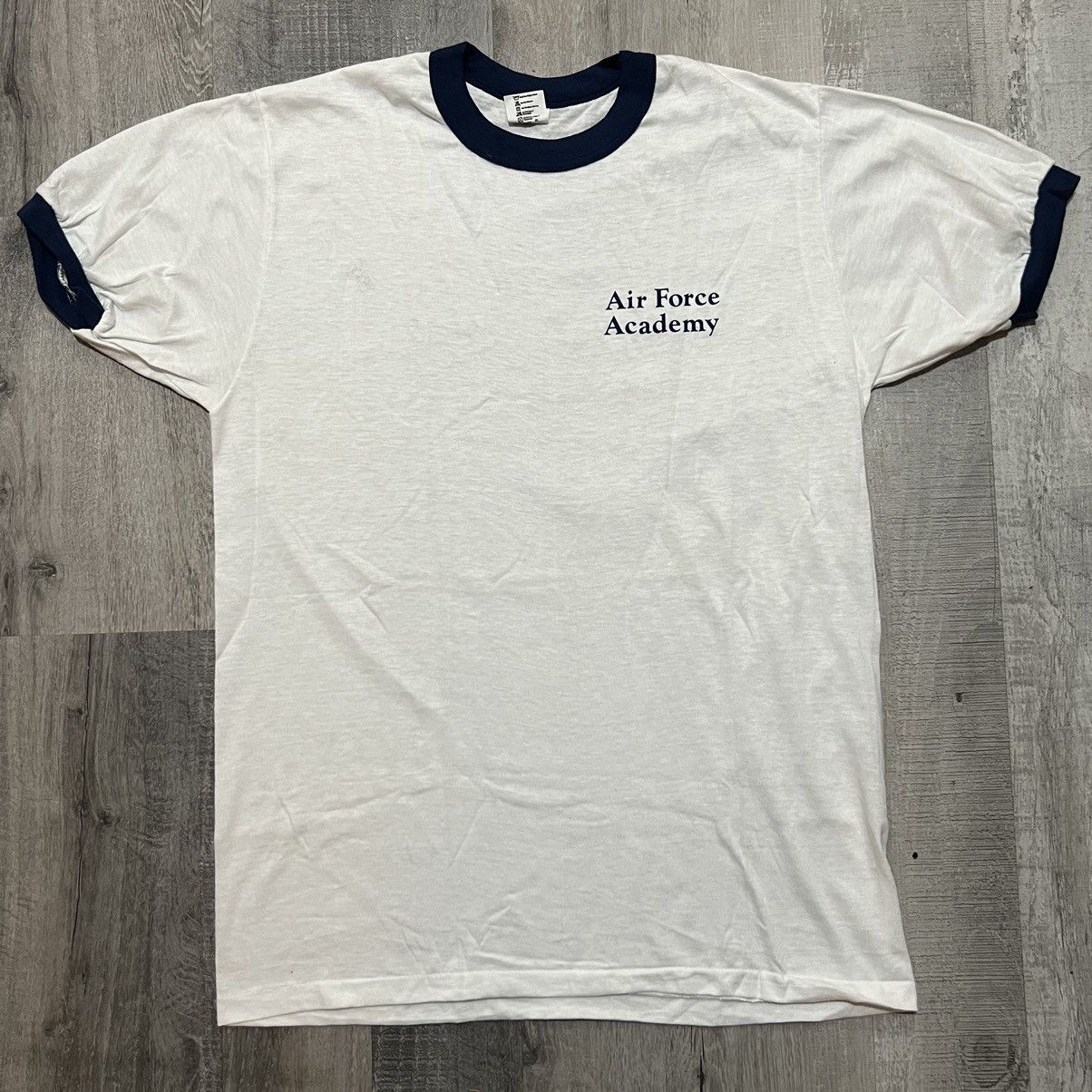 Vintage VTG Air Force Academy 70s/80s White Ringer USAF Military Tee Size US L / EU 52-54 / 3 - 1 Thumbnail