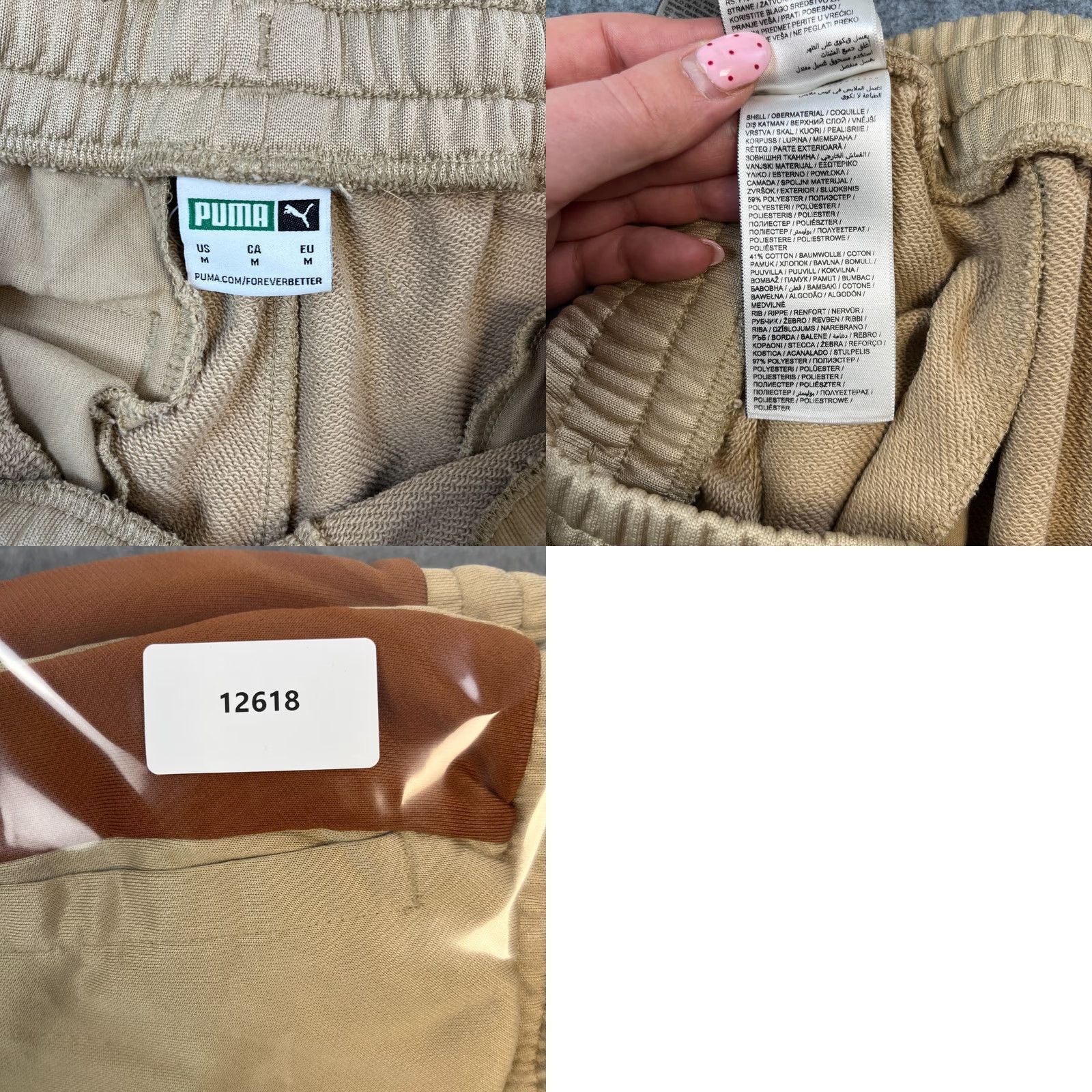 Puma PUMA Mens Track Pants Sweat Joggers M Gold Tapered Cuffed Ankle Drawstring Pockets Regular Fit Size US 31 - 8 Thumbnail