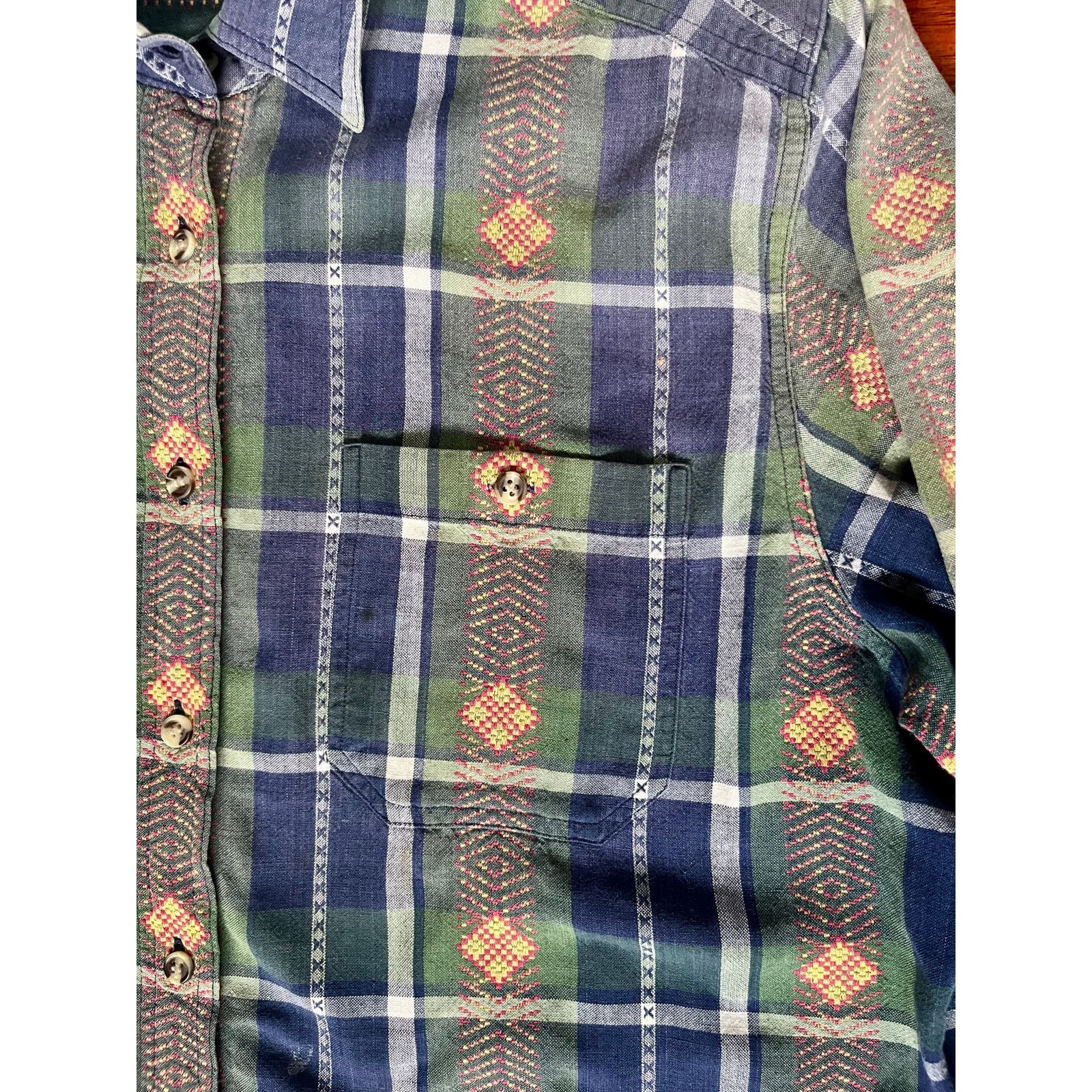 Cabin Creek Vintage 90’s Cabin Creek Blue Green Plaid Casual Shirt XL Size XL / US 12-14 / IT 48-50 - 4 Thumbnail