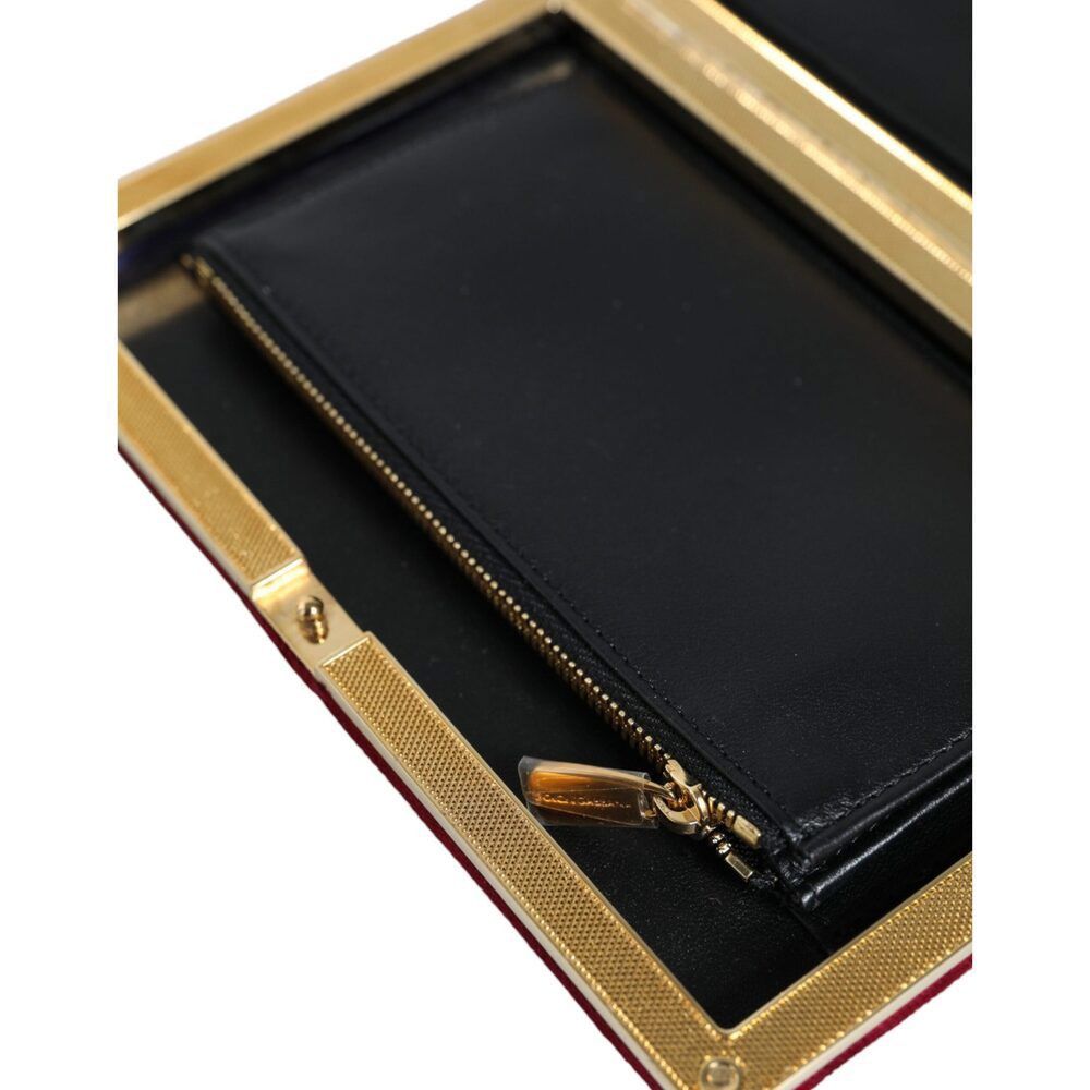 Dolce & Gabbana Dolce & Gabbana Red Velvet Gold Frame Clutch Evening Party P Size ONE SIZE - 8 Thumbnail