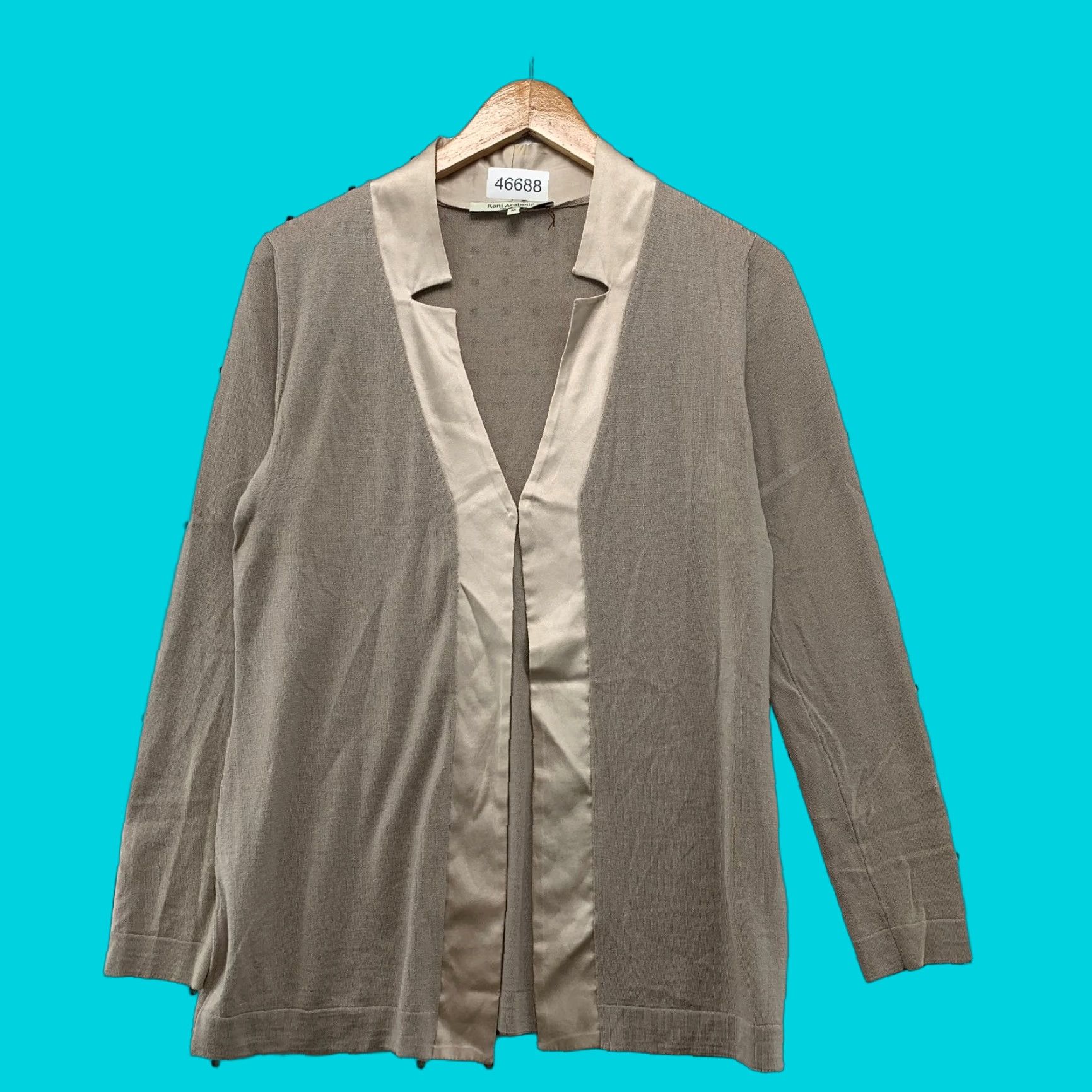 Vintage Rani Cardigan Womens Medium Beige Open Italy Cashmere Silk Wool Knit Open - V-Neck Casual Sweater Size M / US 6-8 / IT 42-44 - 1 Thumbnail