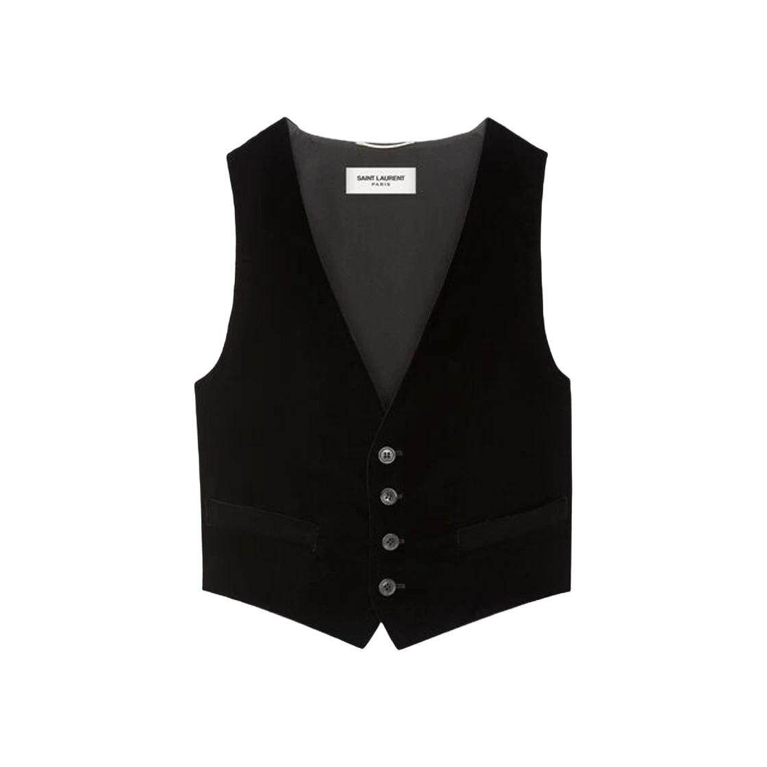 Saint Laurent Paris o1s1wg111124 Vest in Velvet in Black Size M / US 6-8 / IT 42-44 - 1 Thumbnail