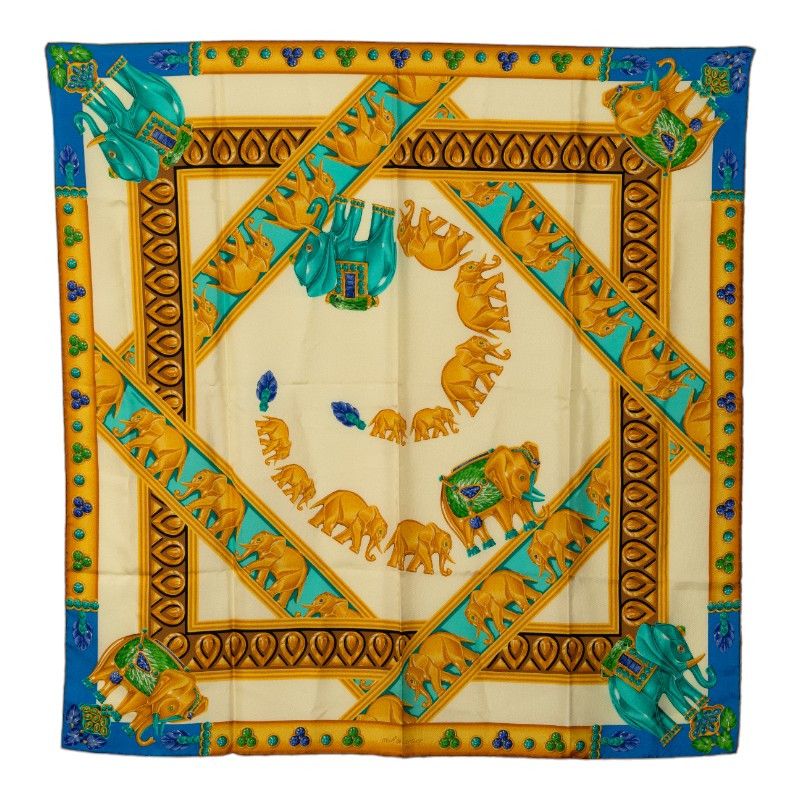 image of Cartier Maharaja Elephant Silk Scarf in Brown, Women's