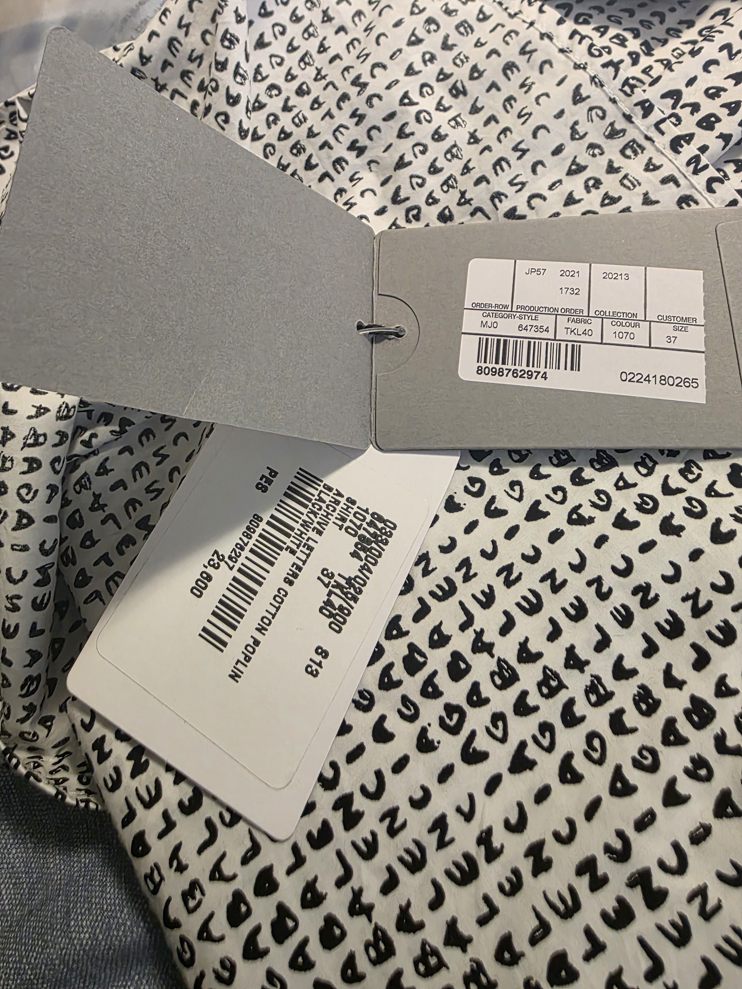 Balenciaga Balenciaga Archive Letters Cotton Poplin Black/White Size US XXS / EU 40 - 3 Thumbnail