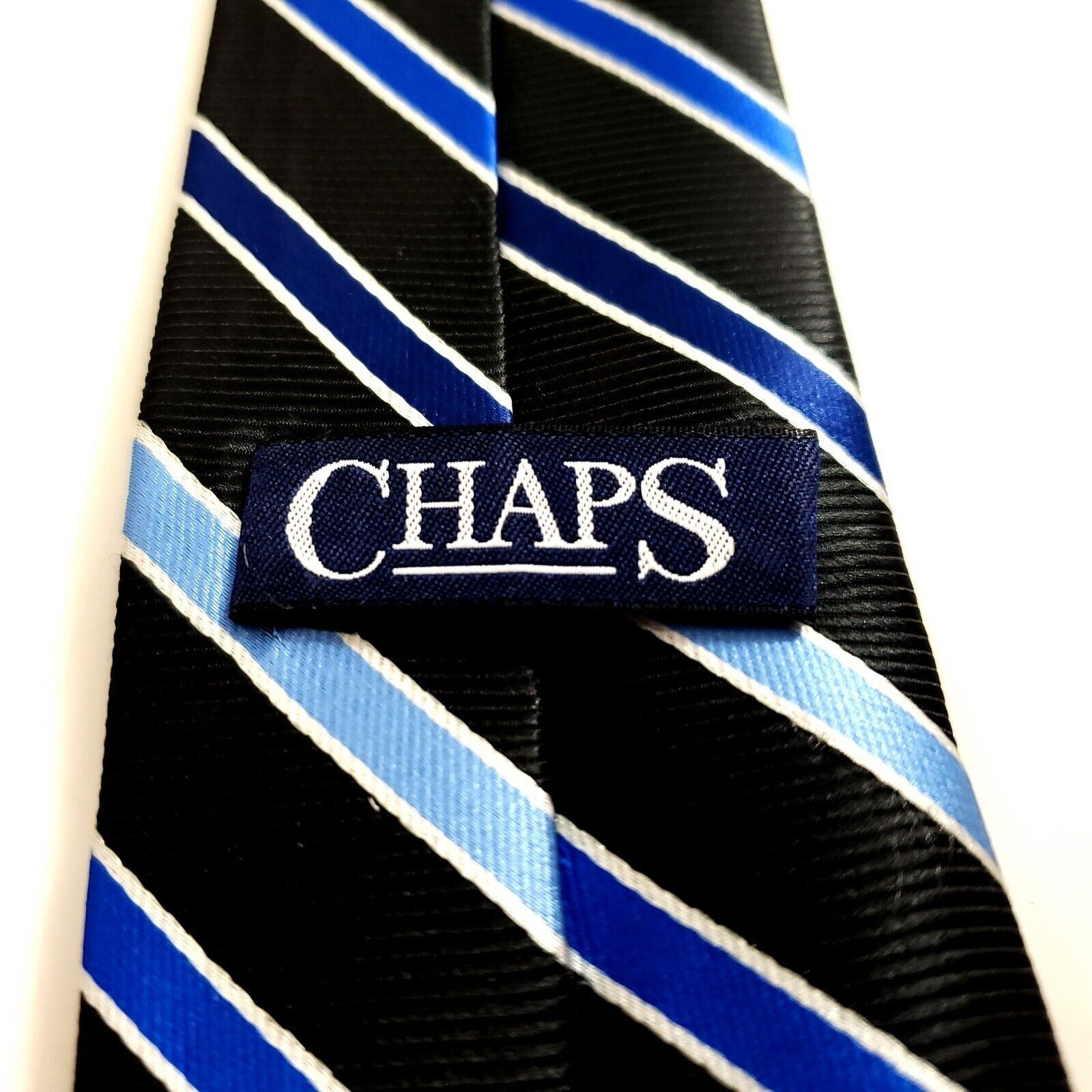 Chaps Chaps Boys Black Blue Striped Skinny Polyester Tie Size ONE SIZE - 3 Thumbnail