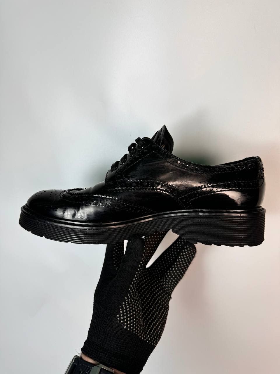 Prada × Vintage PRADA 3E5739 Dress Shoe Sport Wingtip Black Enamel Used Size US 9 / IT 39 - 10 Thumbnail