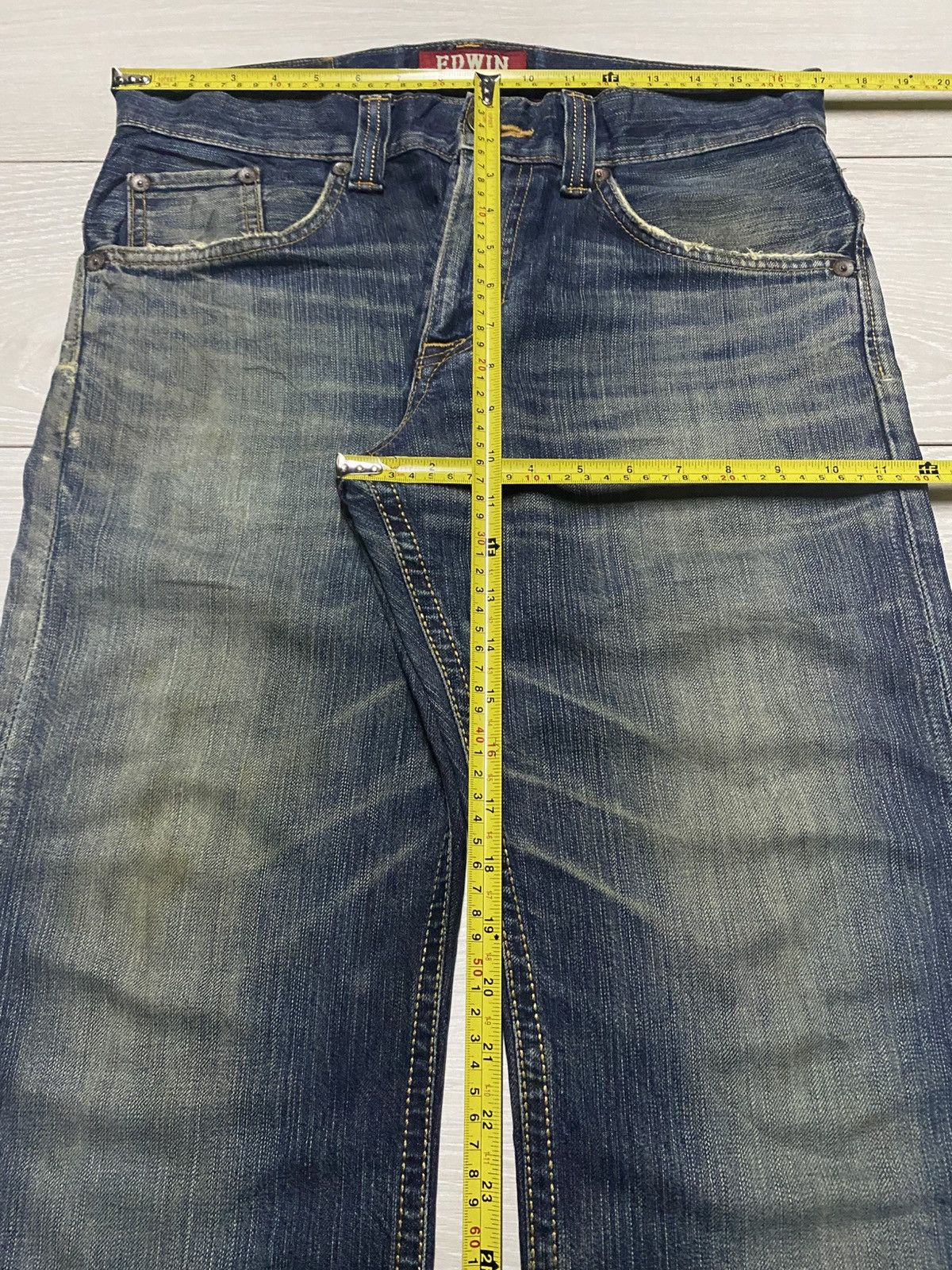 Junya Watanabe Edwin Exclusive Vintage Mud Wash Distressed Repair Jeans Size US 34 / EU 50 - 14 Thumbnail