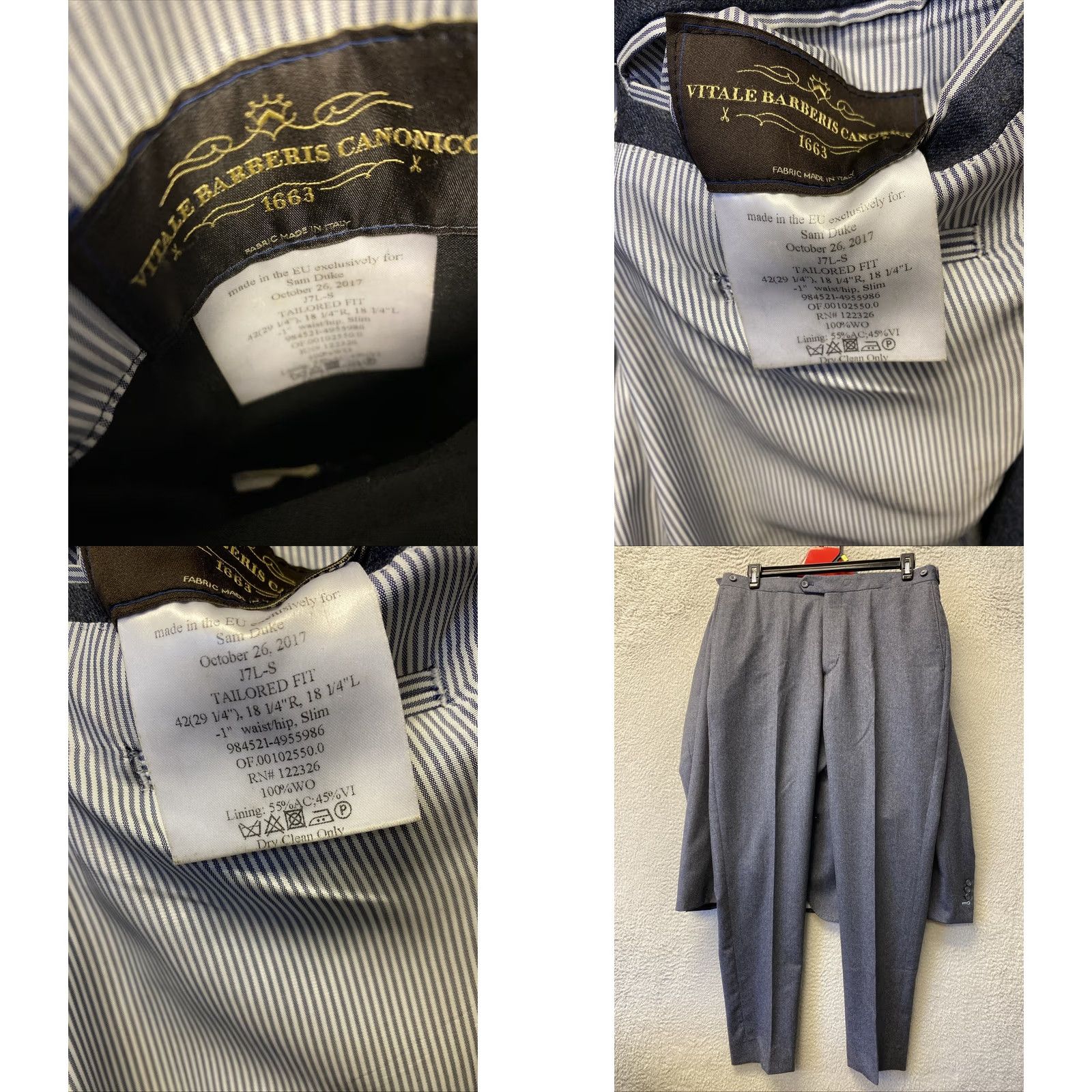 Vintage J Hilburn Suit Men’s 42R Dusty Blue 2 Piece Wool Vitale Barberis Canonico /0732 Pants 36x33 Mens Regular Formal Size 42R - 10 Thumbnail