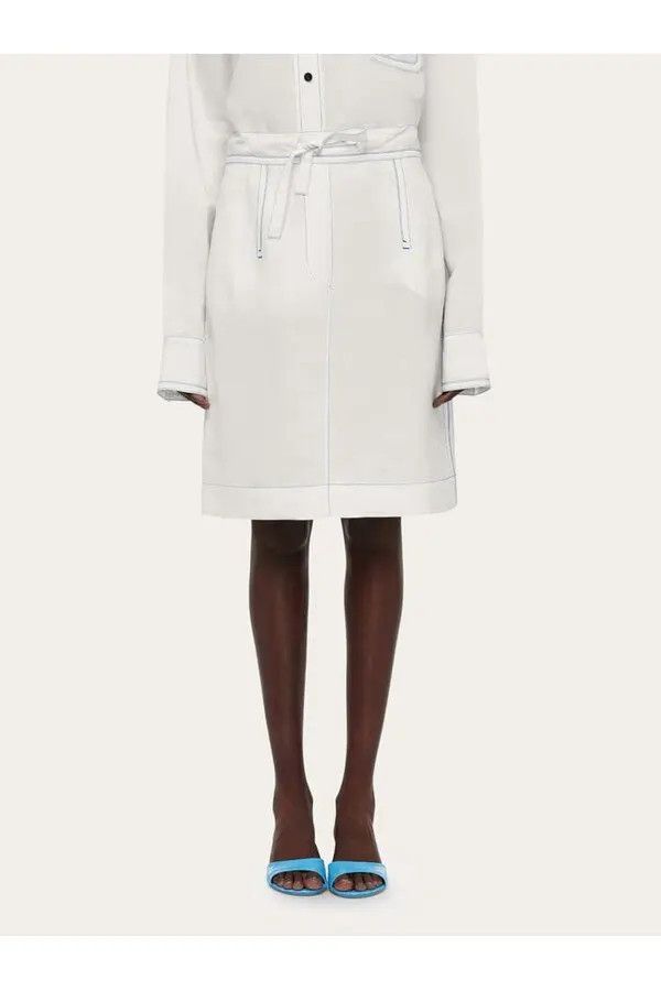 Salvatore Ferragamo o1s1rm0126 Drawstring Skirt in White Size 25" / US 0 / IT 36 - 2 Thumbnail