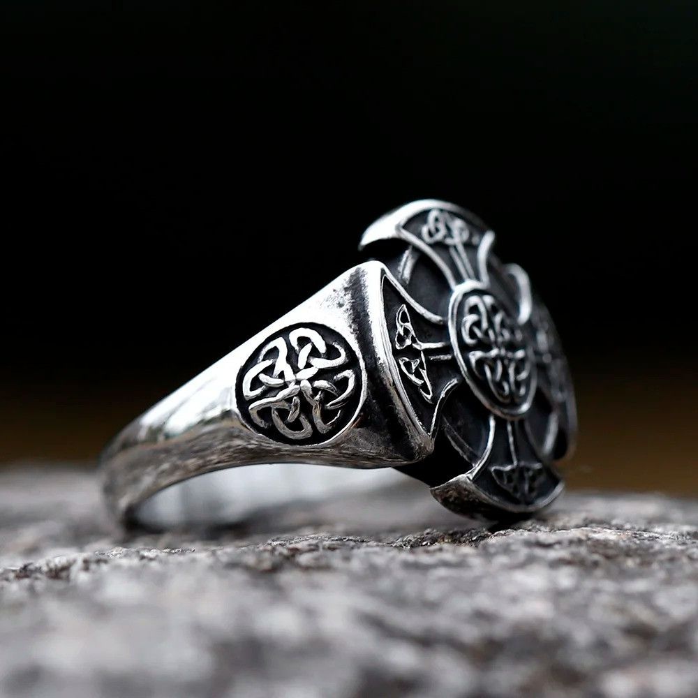 Jewelry Cross Viking Ring Streetwear Jewelry Fashion Gift Size ONE SIZE - 4 Thumbnail