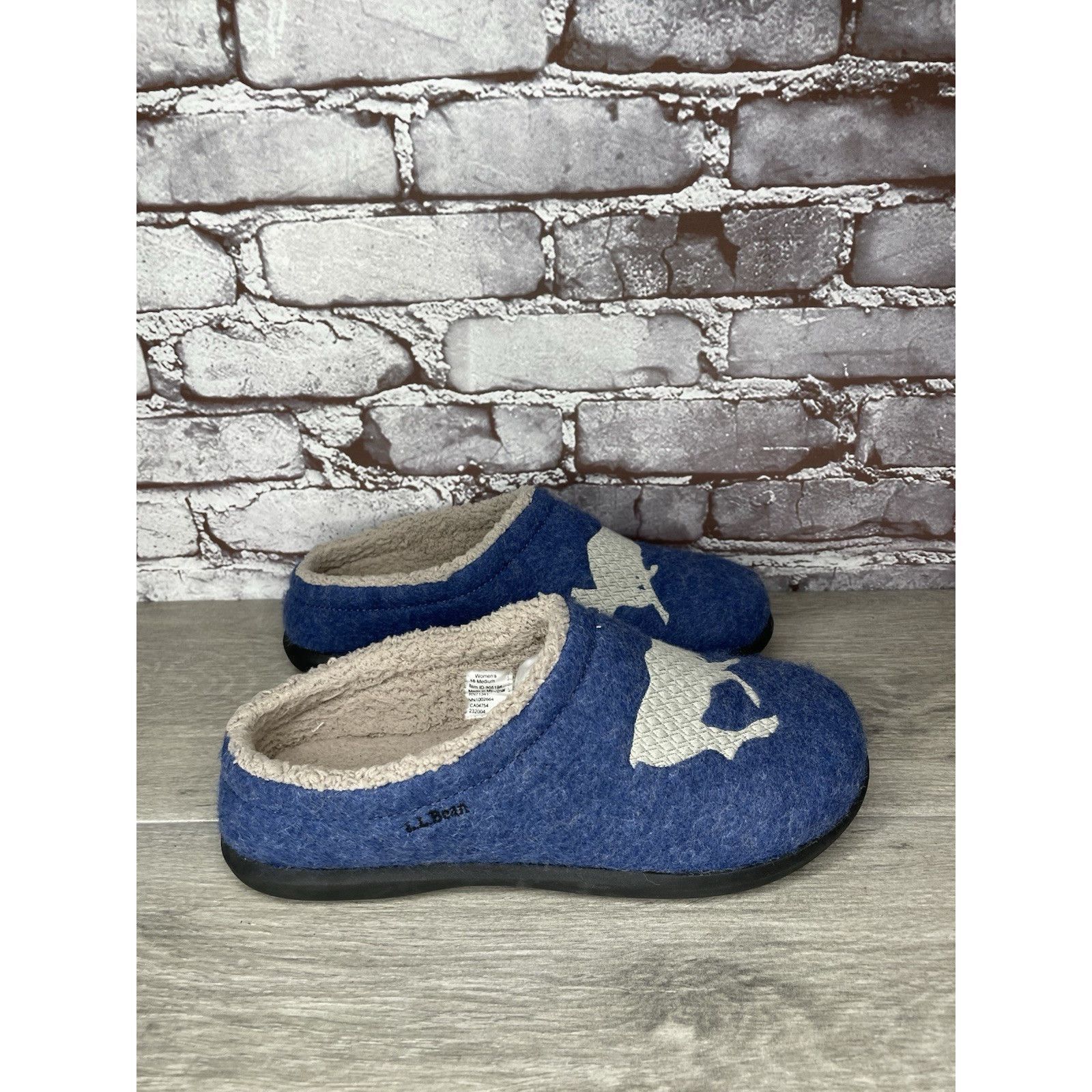 L.L. Bean LL Bean Daybreak Scuffs Blue Moose Motif Wool Clog Slippers Size US 10 / IT 40 - 20 Thumbnail