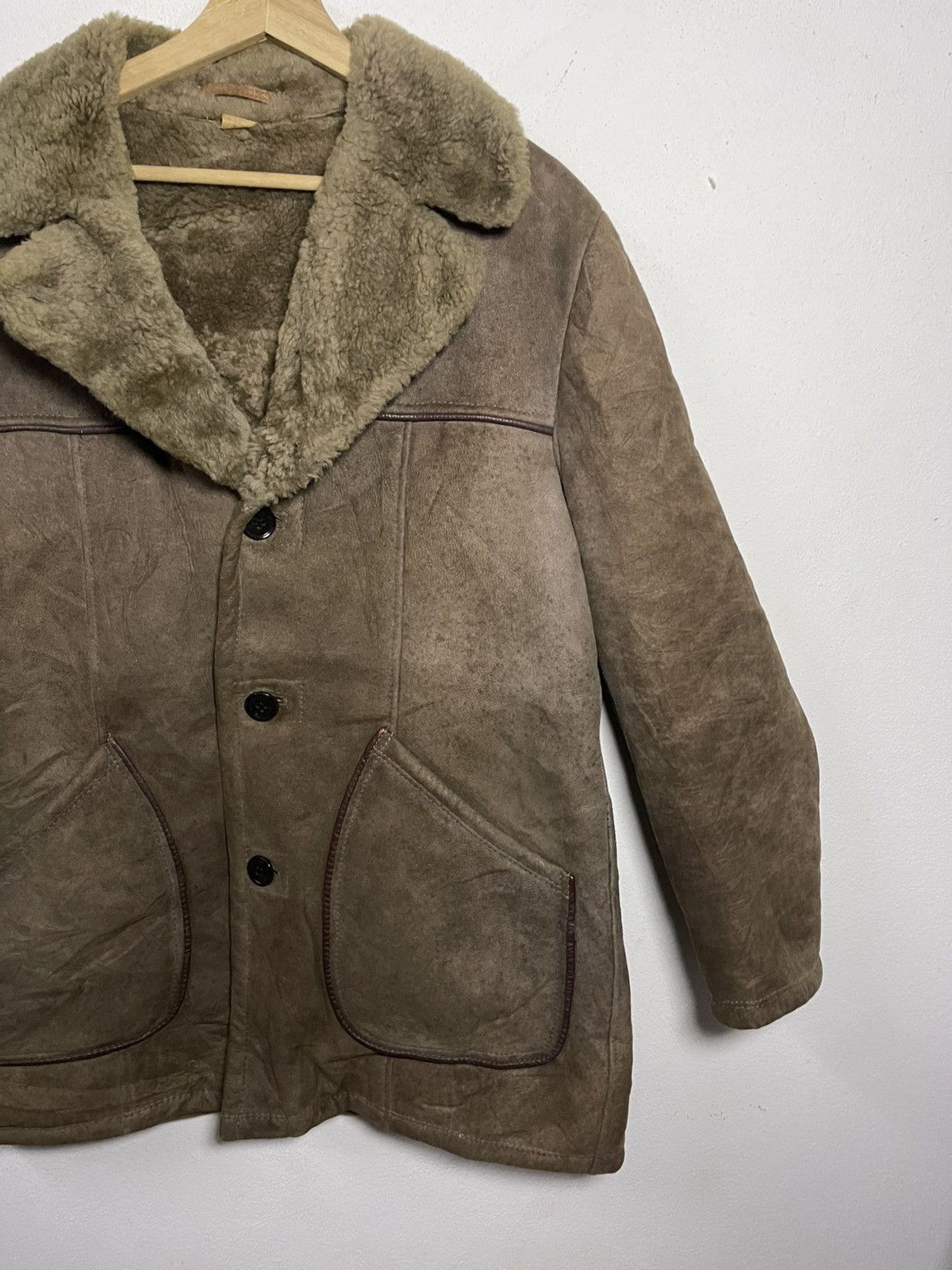 Vintage Vintage Brown Suede Genuine Sheepskin Shearling Rancher Coat Size US L / EU 52-54 / 3 - 4 Thumbnail