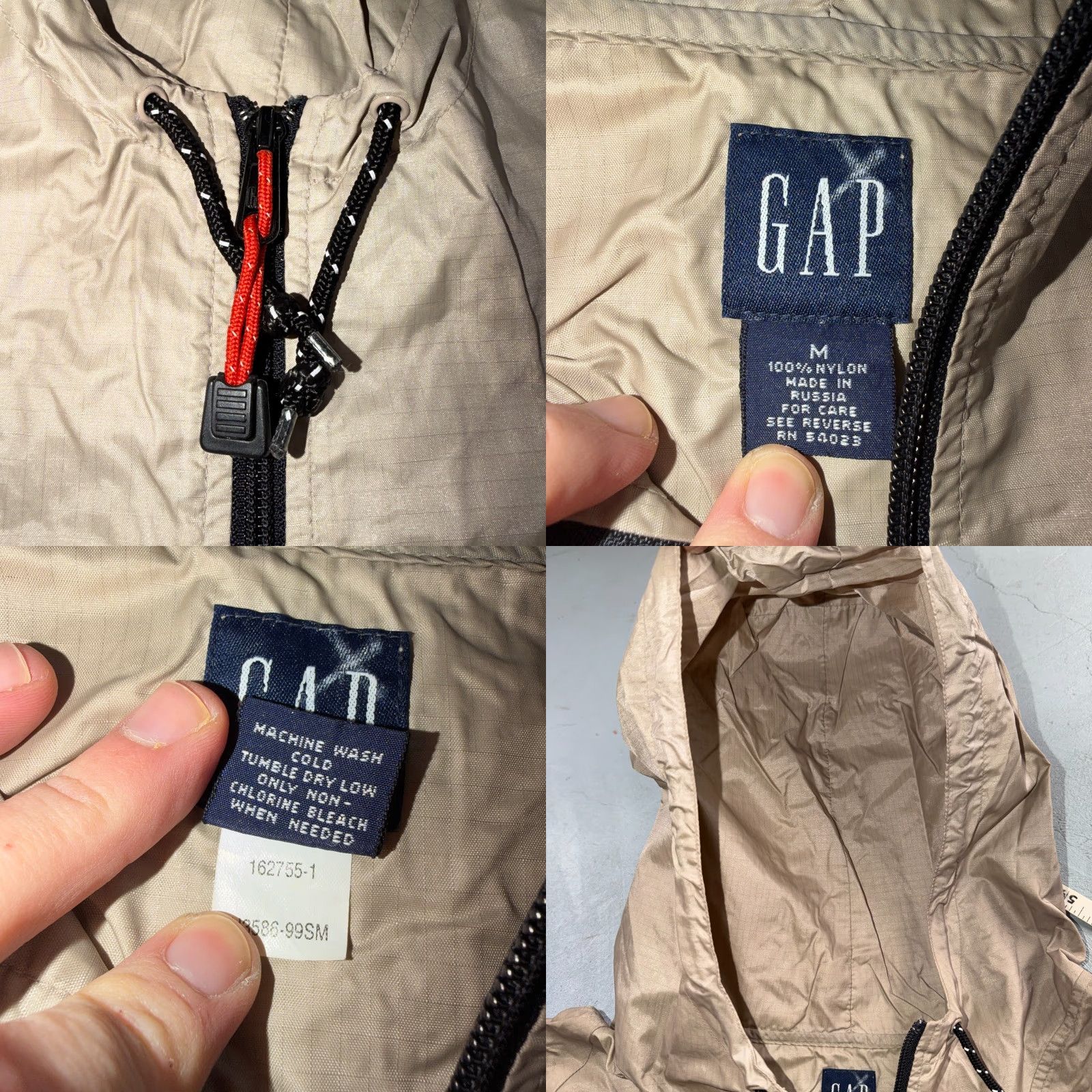 Gap VINTAGE GAP Beige Anorak Windbreaker Nylon Jacket M Mens 90s Windbreaker Beige Nylon Zip Casual 90s Mens Size US M / EU 48-50 / 2 - 8 Thumbnail