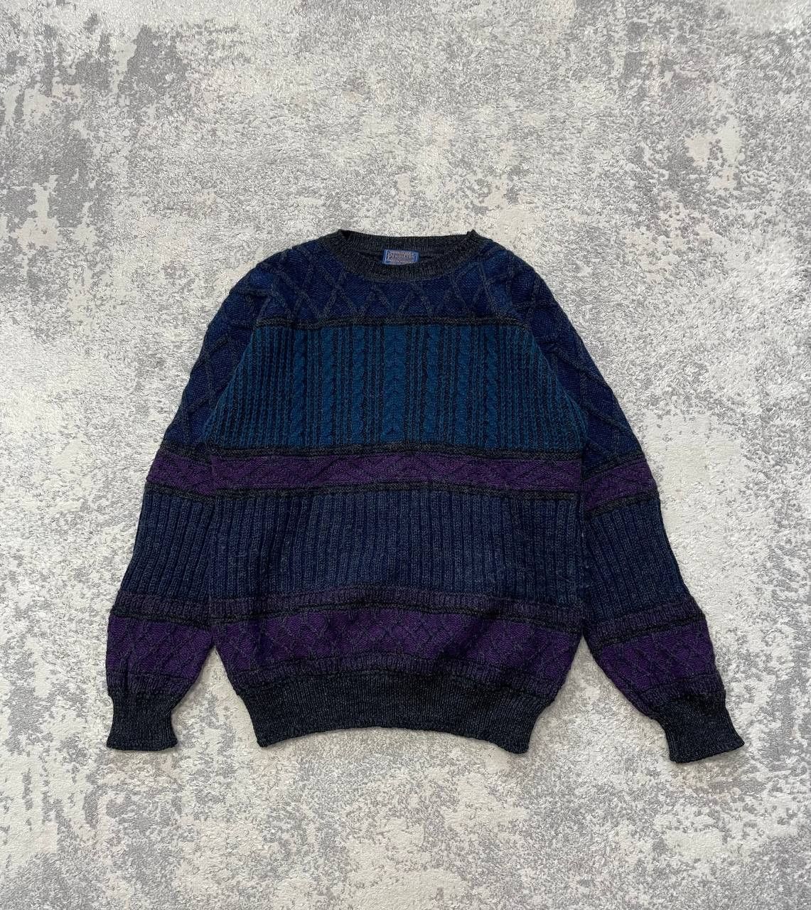 Pendleton Vintage LOBO Wool Sweater Textured Knit Oversize 90s, USA Size US L / EU 52-54 / 3 - 2 Thumbnail