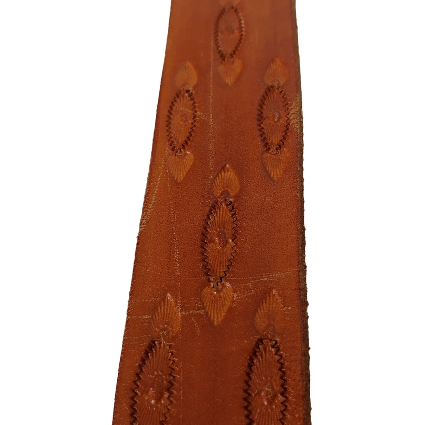 Vintage VINTAGE Tooled Leather Belt Western 1.5" Wide Regular Men 33.25"-38.5" Brown Handcrafted __No Buckle__ Bands—Hand Tooled, Western Theme Size ONE SIZE - 4 Thumbnail