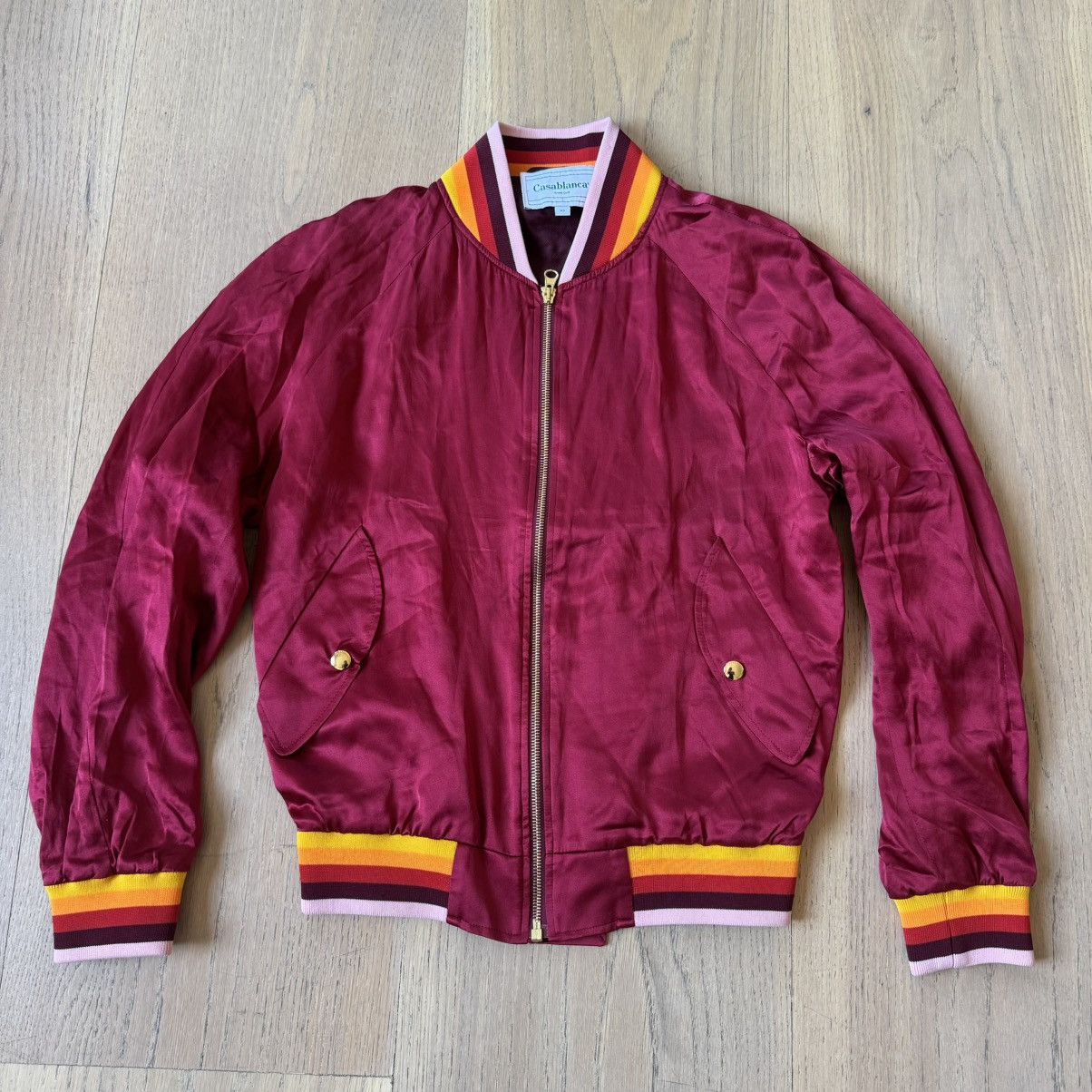 Casablanca Casablanca - Morocco Silk Embroidered Bomber Jacket - Red Size XS / US 0-2 / IT 36-38 - 1 Thumbnail