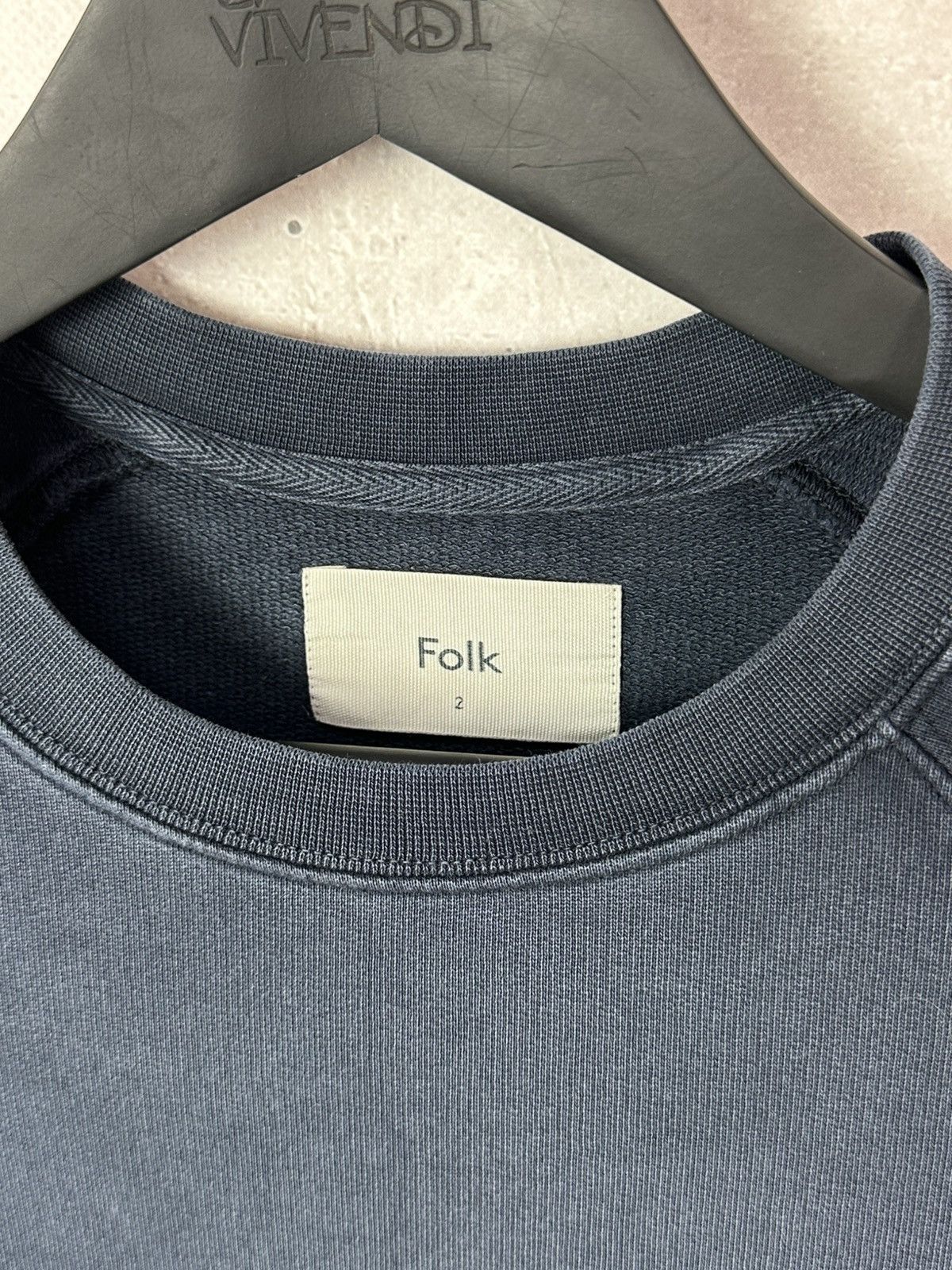 Folk Folk Navy Washed Cotton Crew Neck Long Sleeve Sweatshirt Size US M / EU 48-50 / 2 - 6 Thumbnail