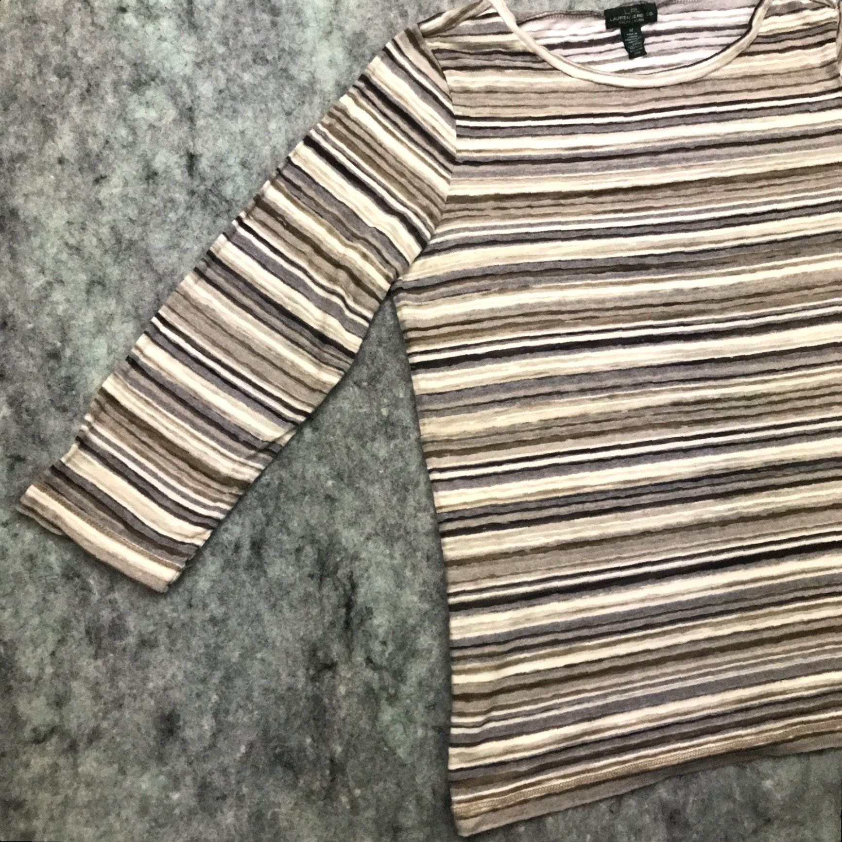 Ralph Lauren Lauren Ralph Lauren Womens Shirt Top Medium Gray Striped Semi-Sheer LRL Size M / US 6-8 / IT 42-44 - 6 Thumbnail