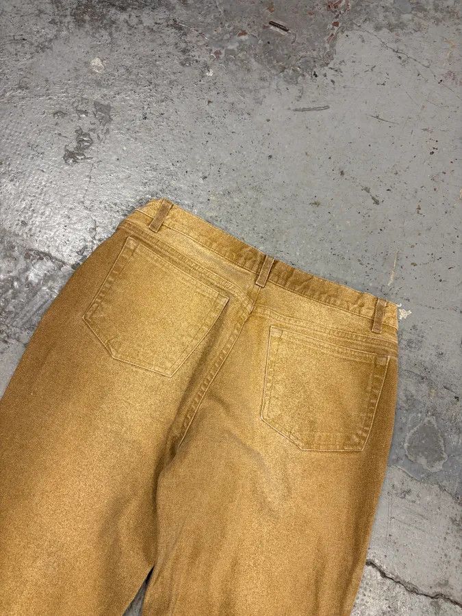 Roberto Cavalli 2000s Roberto Cavalli Gold Glitter Gradient Wide Leg Pants Size 26" / US 2 / IT 38 - 8 Thumbnail