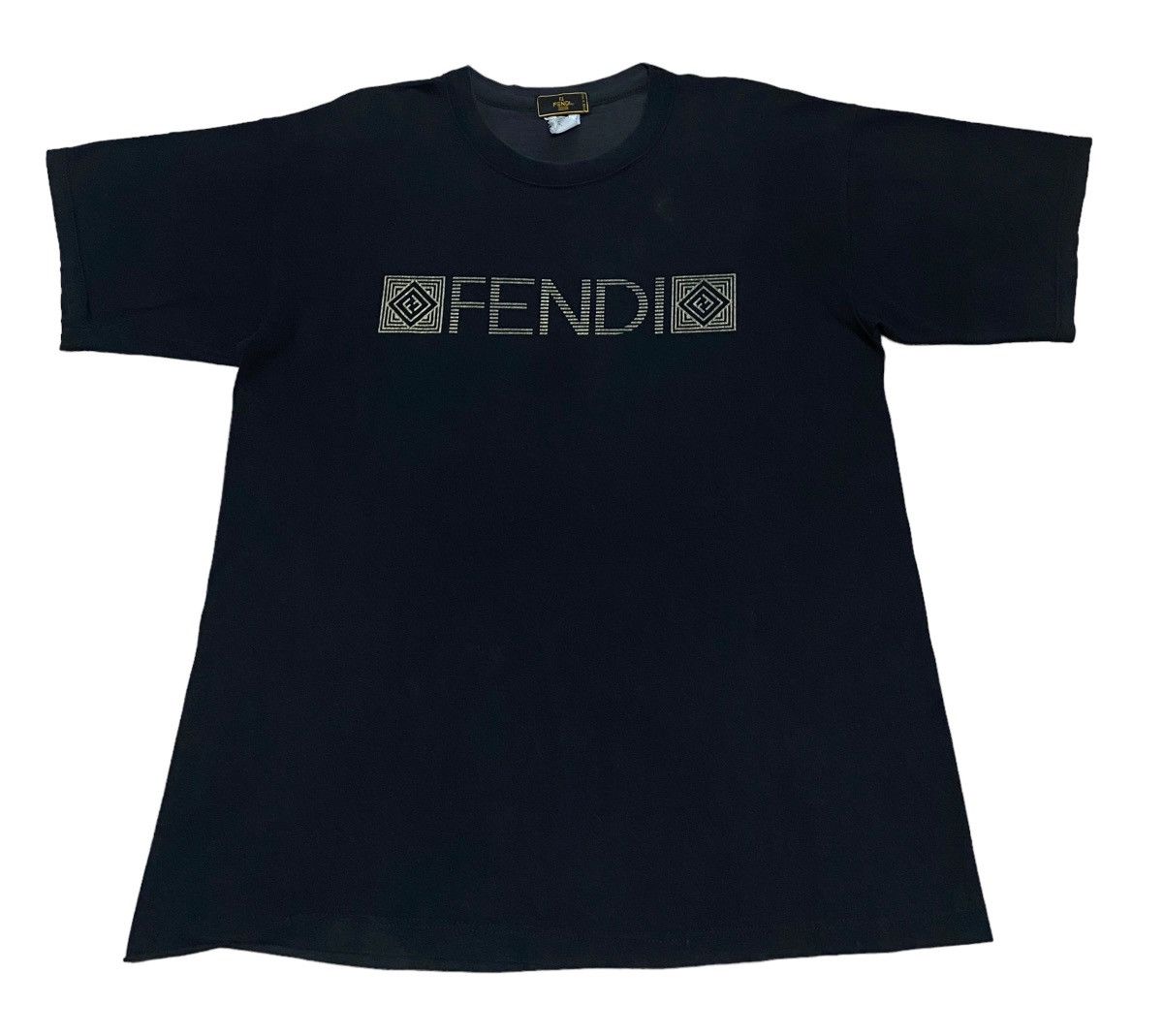 image of Design Vintage Brand Fendi Big Logo T-Shirt 1990S in Black, Men's (Size Large)