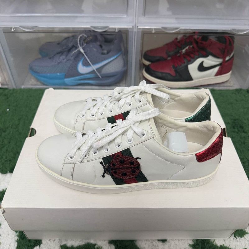 Gucci Gucci ACE Leather Ladybug Embroidered Sneakers 0079 Size US 7.5 / IT 37.5 - 1 Thumbnail