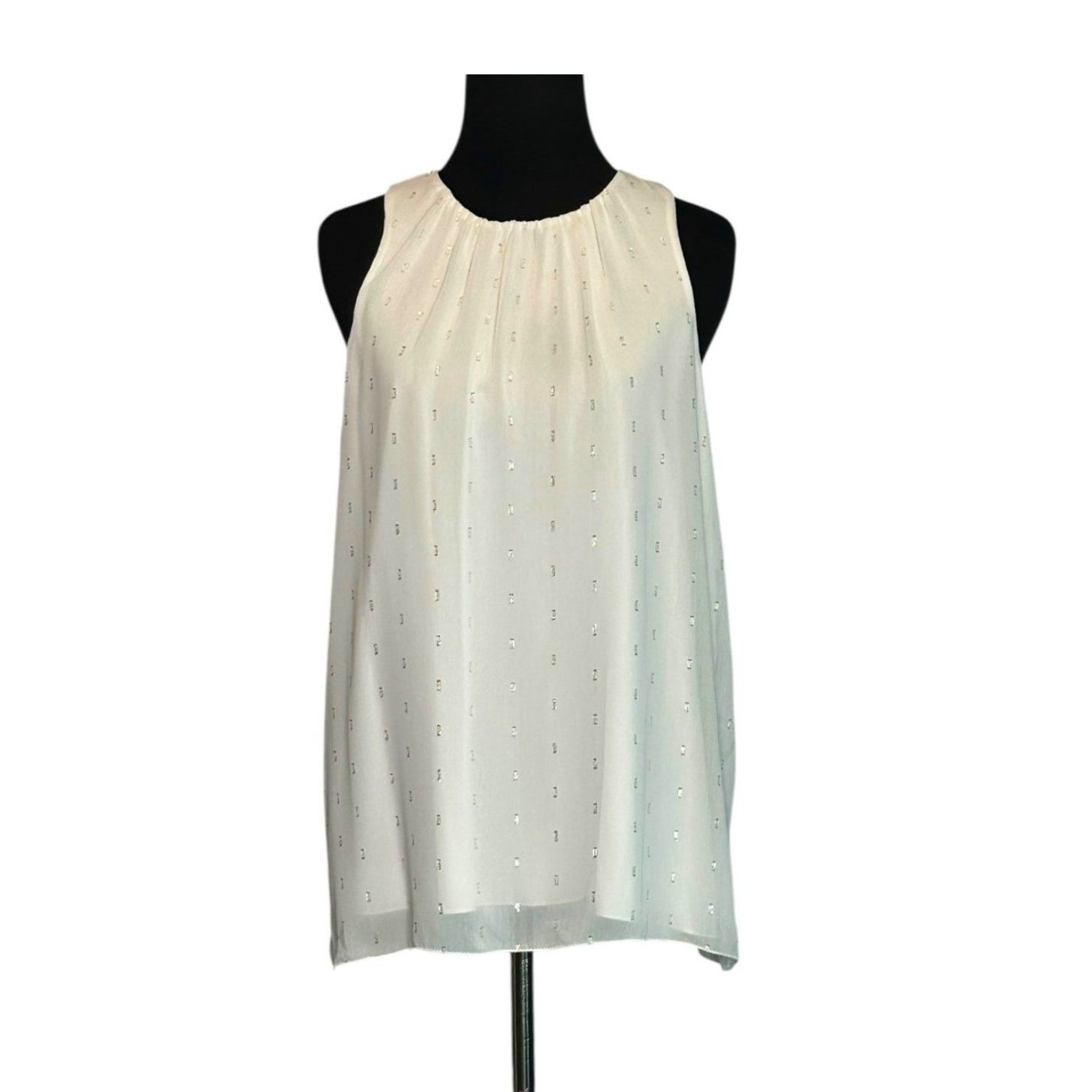 Vince Camuto Vince Camuto off white silver sleeveless blouse size Small Size S / US 4 / IT 40 - 1 Thumbnail