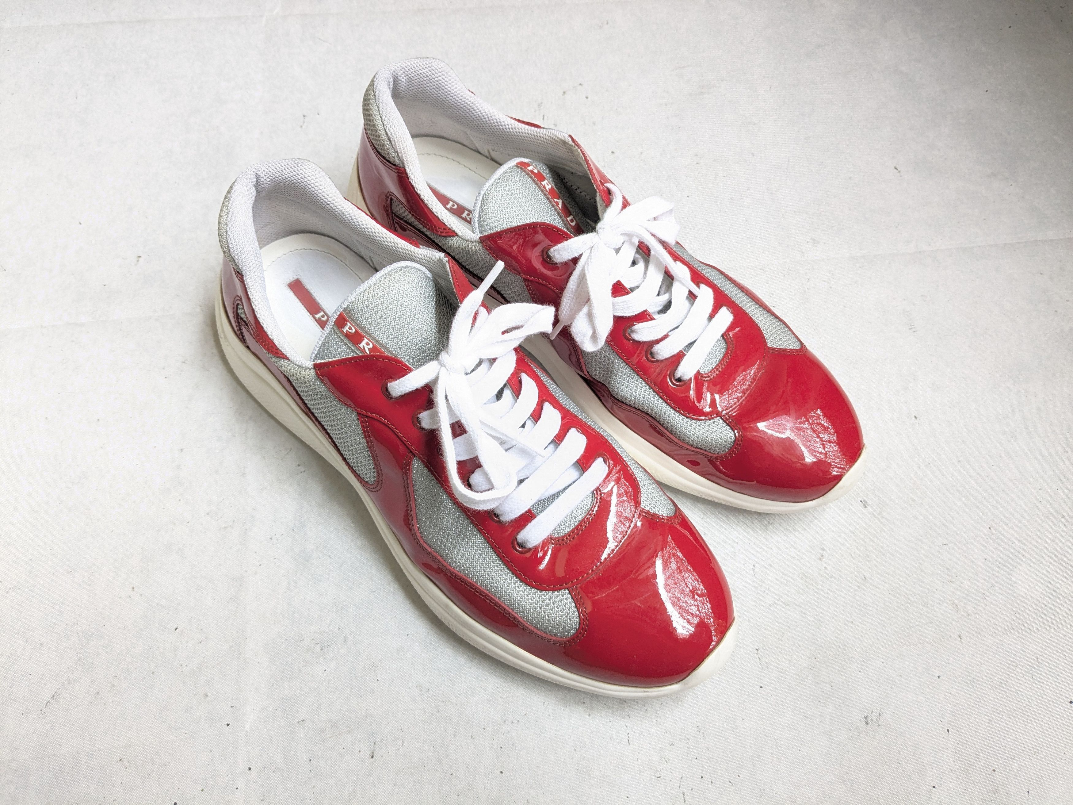 Prada Prada America's Cup Sneakers Red Patent Leather 12 Low Top Size US 12 / EU 45 - 2 Thumbnail