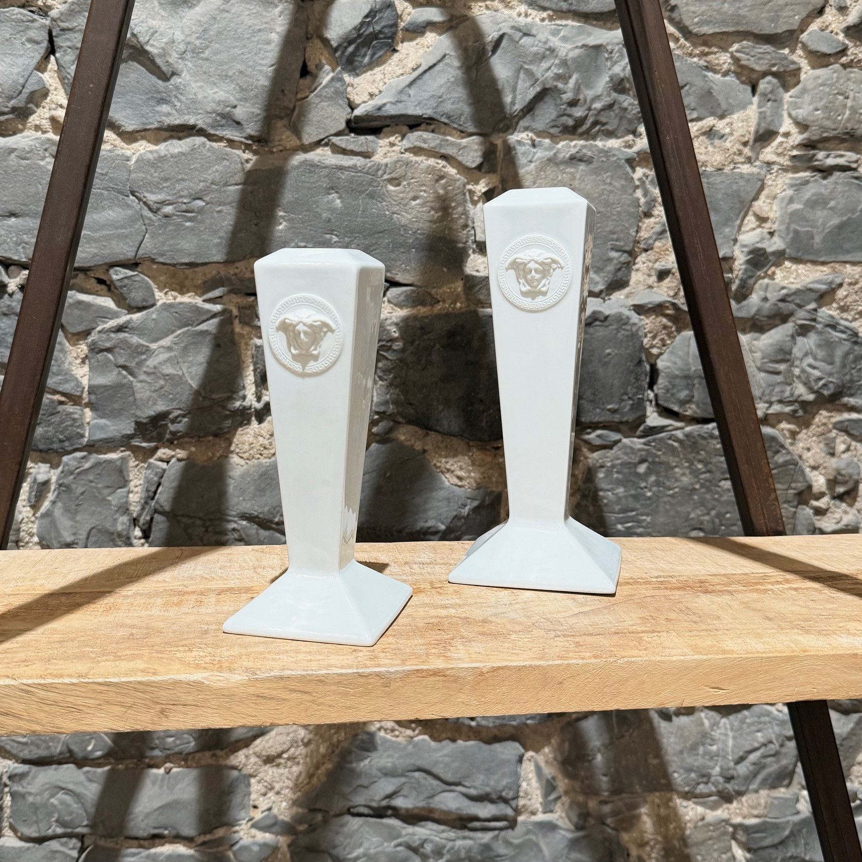 Versace Versace Meets Rosenthal 2 Gorgona Porcelain Candle Holders Size ONE SIZE - 1 Thumbnail