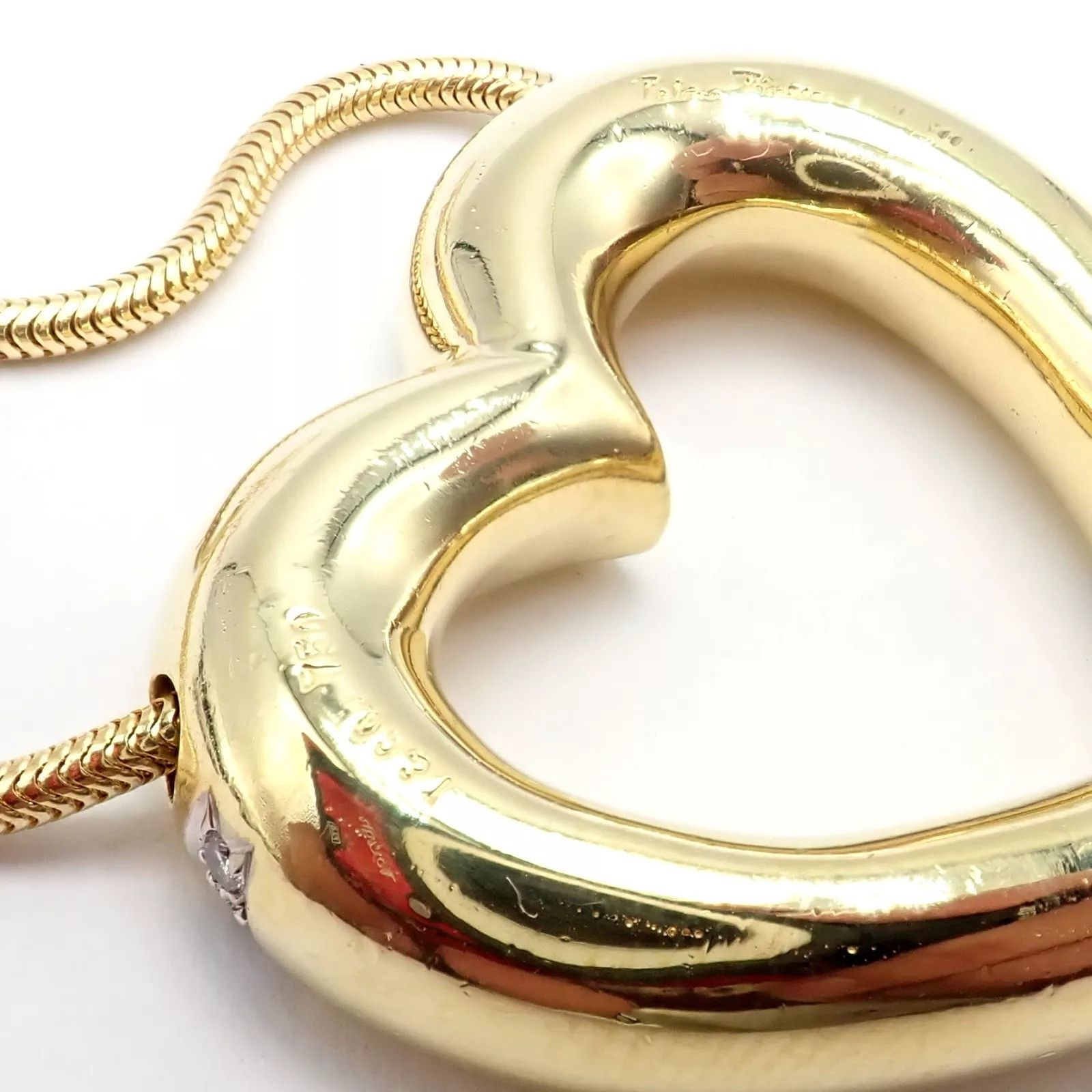 Tiffany & Co. Tiffany & Co 18k Yellow Gold Diamond Large Heart Necklace Size ONE SIZE - 6 Thumbnail