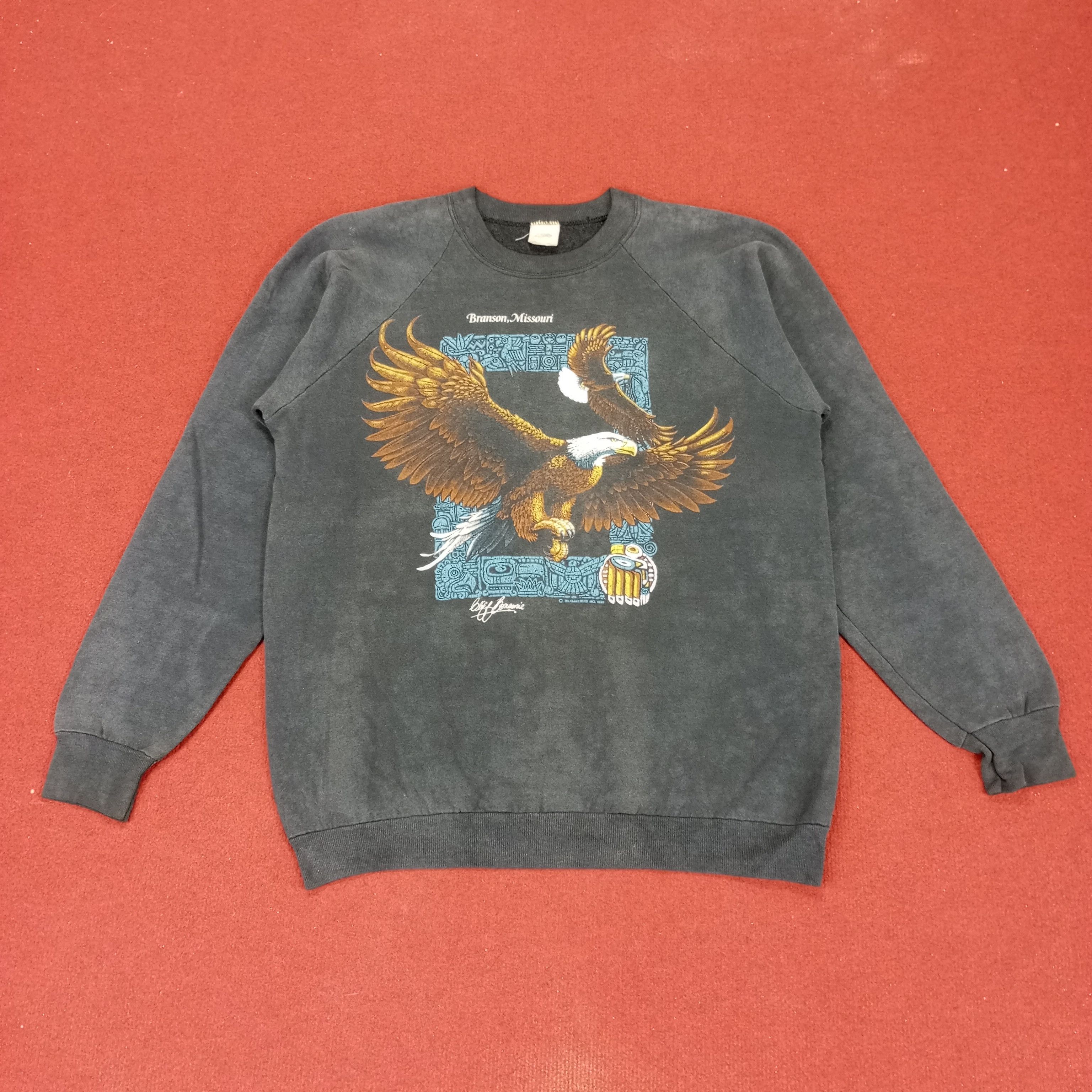 Vintage Eagle Big Print Design Motorcycle Style Vintage Sweatshirt Size US M / EU 48-50 / 2 - 1 Thumbnail