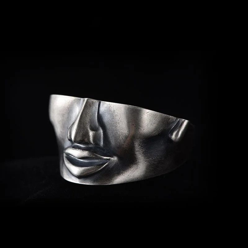 Vintage Retro Half Face Ring Size ONE SIZE - 1 Thumbnail