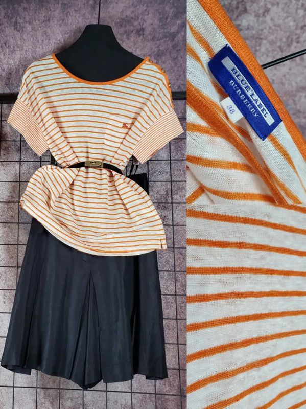 Burberry Burberry Summer Orange Striped Short Sleeve Tee Size M / US 6-8 / IT 42-44 - 1 Thumbnail