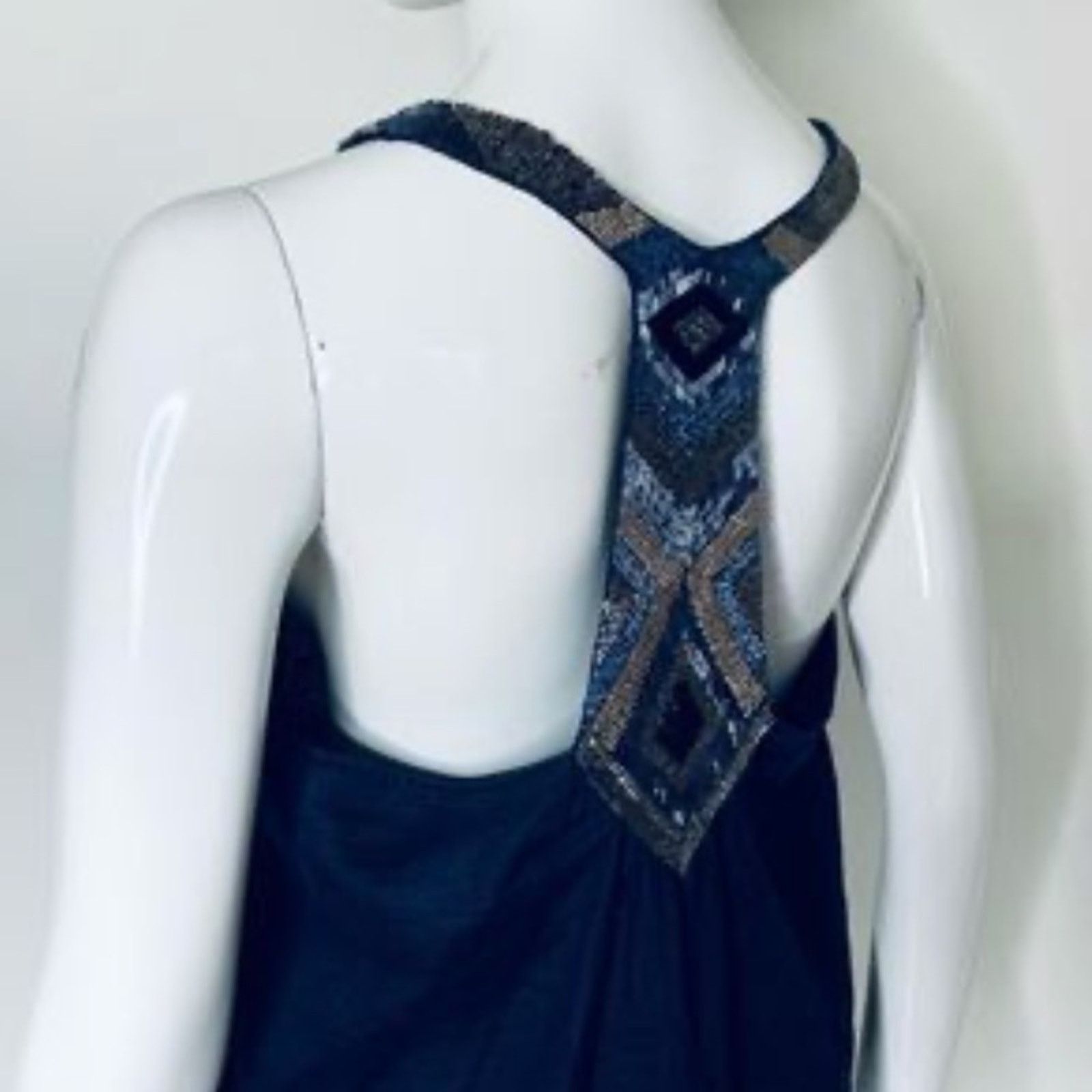 Calypso St Barth Calypso St Barth Navy Blue Linen Sequin Neck Tank Dress XS Size XS / US 0-2 / IT 36-38 - 9 Thumbnail