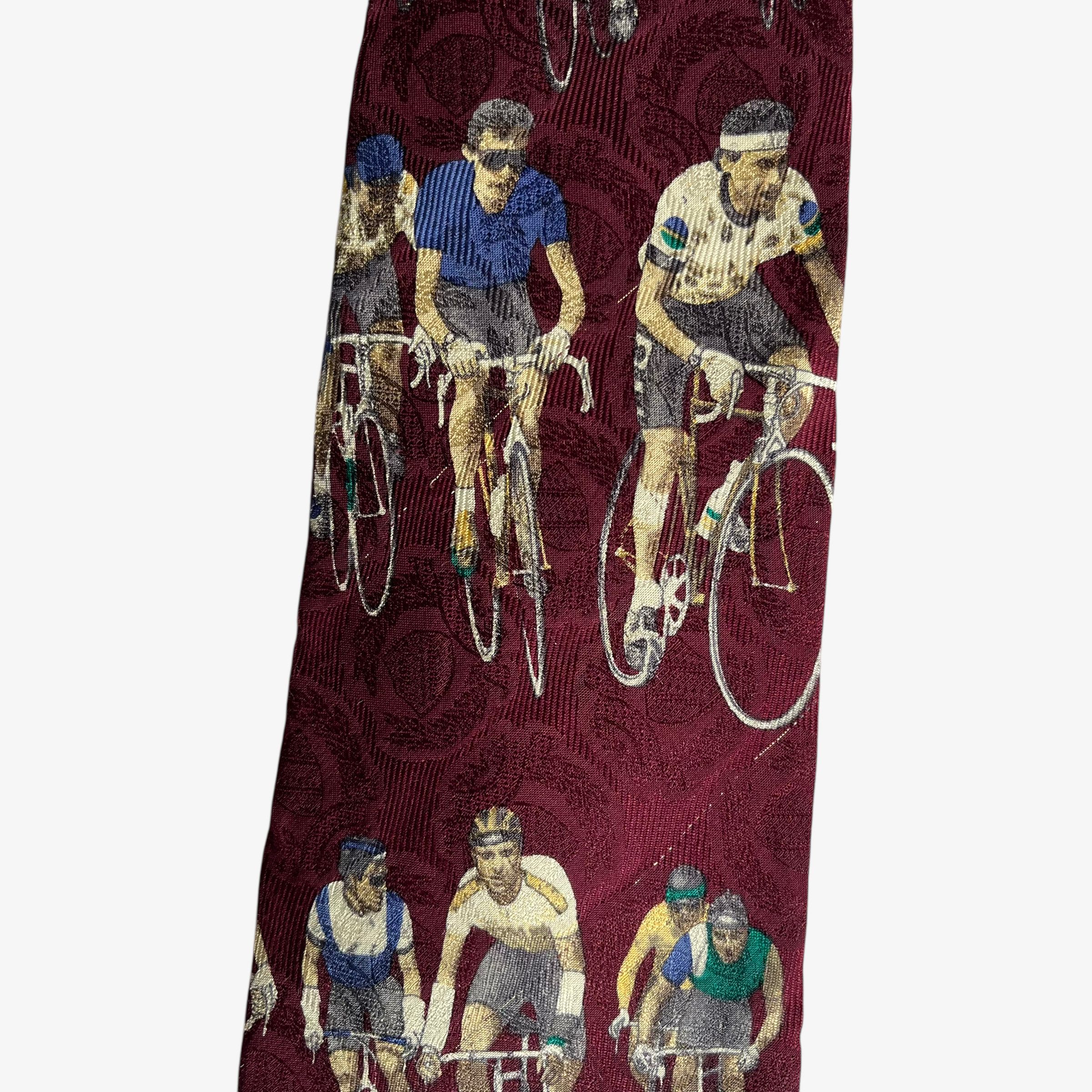 Robert Talbott Vintage 90s Robert Talbott Cycling Print Red Silk Tie Size ONE SIZE - 4 Thumbnail