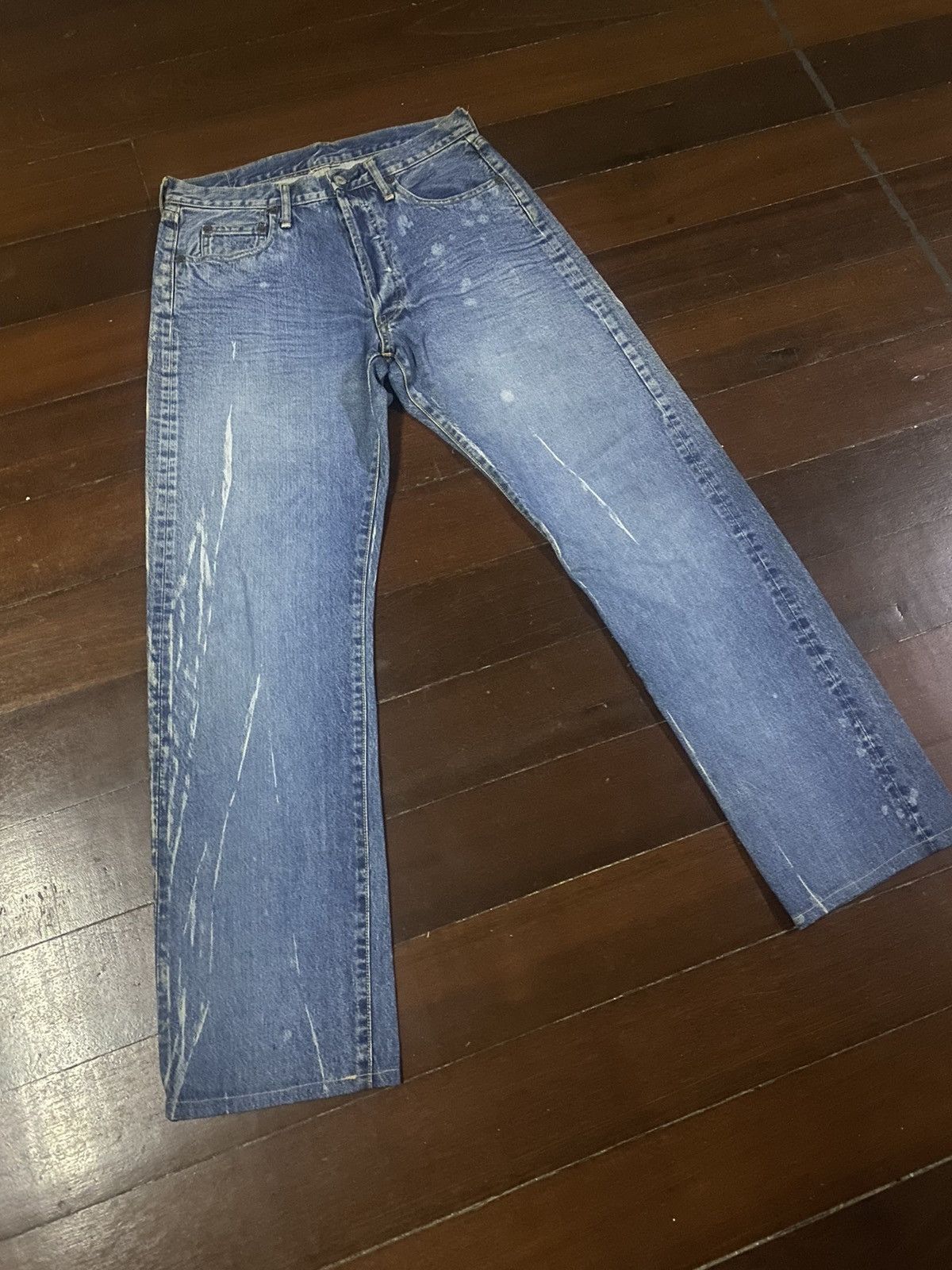 Warehouse FIRE 🔥 vintage DENIME JAPAN Selvedge Denim nice faded b1 Size US 33 - 2 Thumbnail