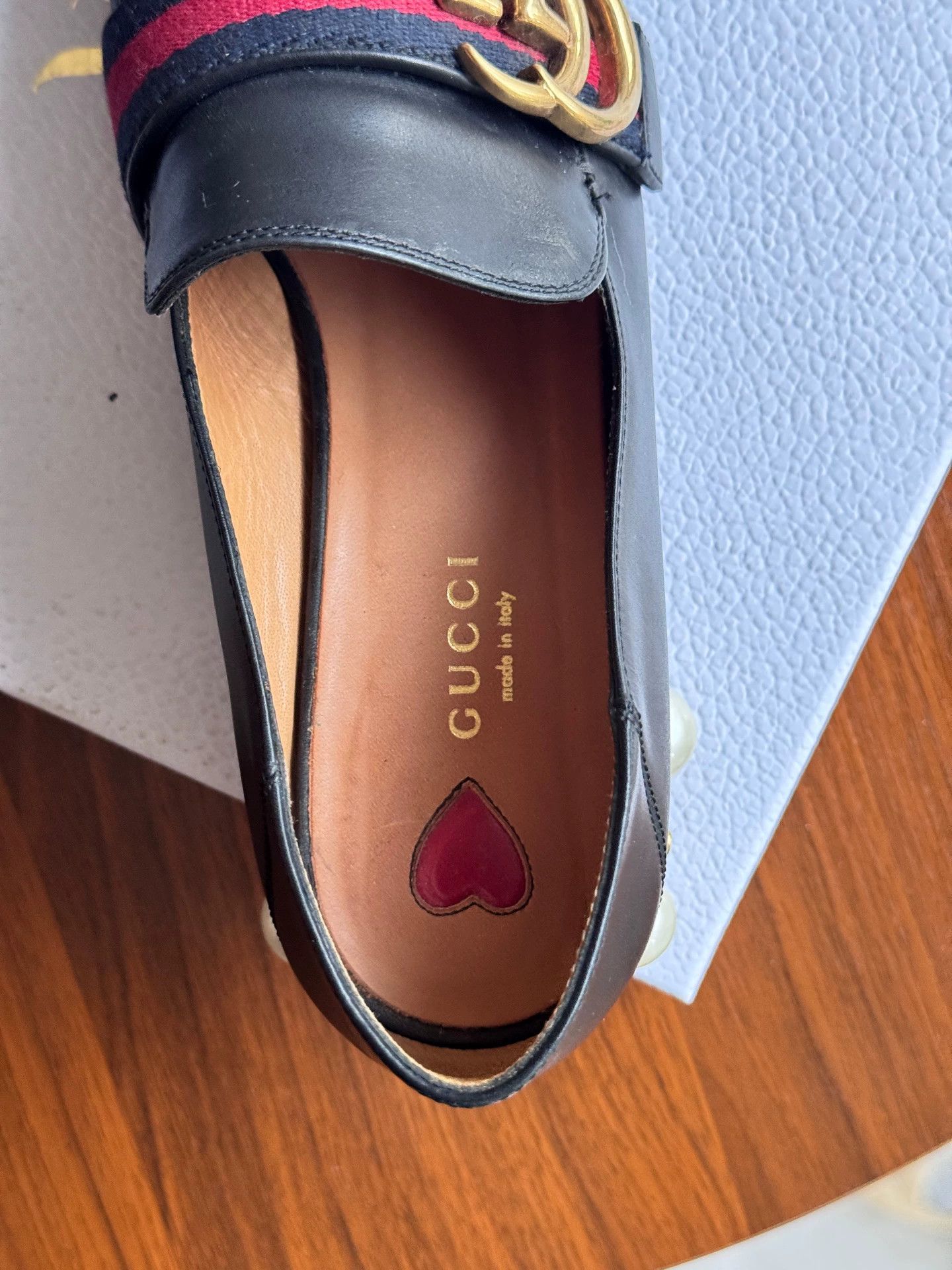 Gucci GUCCI 98 New Black Pearl Double G Women's Two-Way Loafers 38 Size US 7 / IT 37 - 8 Thumbnail