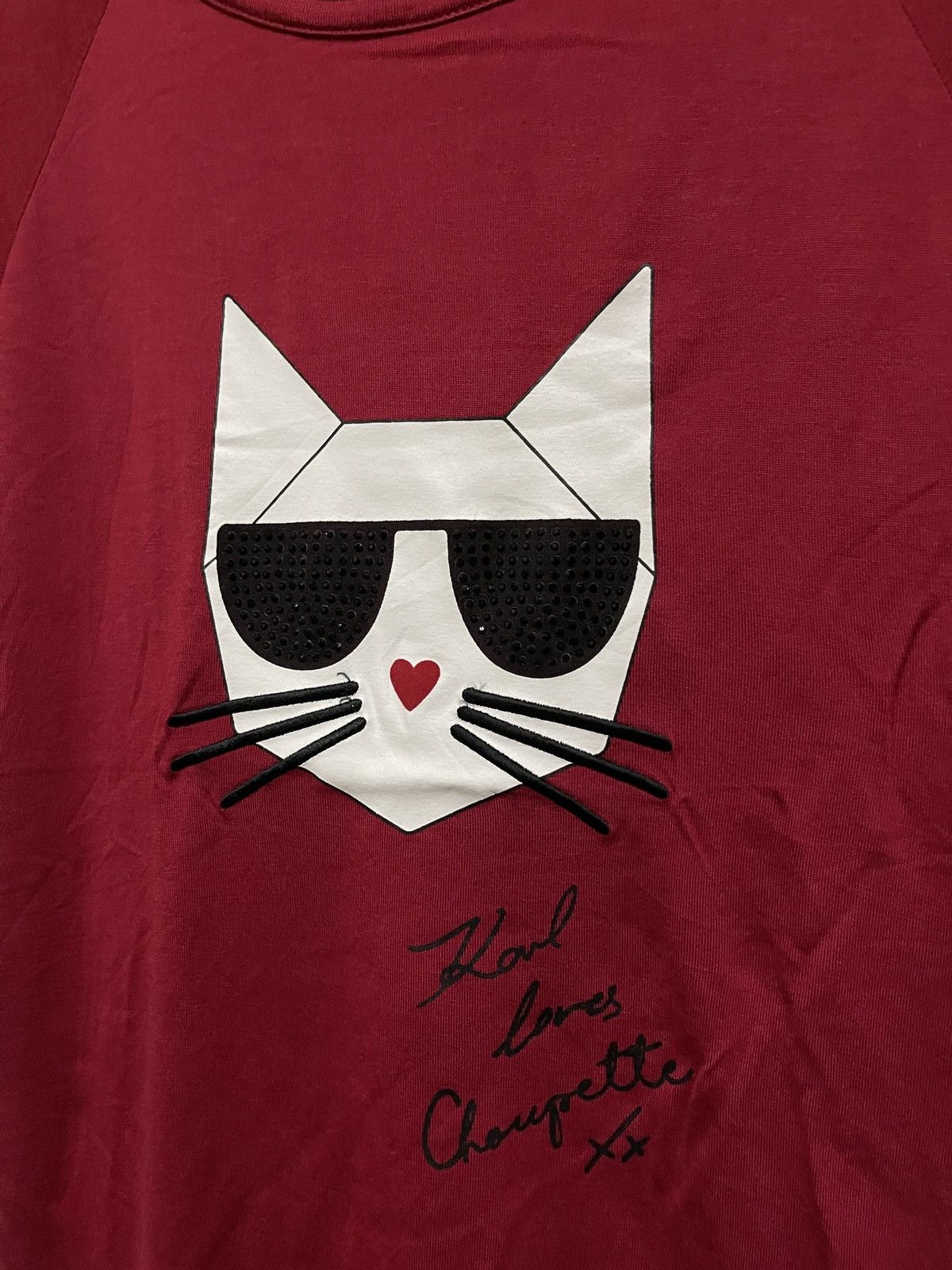 Karl Lagerfeld Karl Loves Choupette T Shirt Limited Edition Red Size XS / US 0-2 / IT 36-38 - 4 Thumbnail