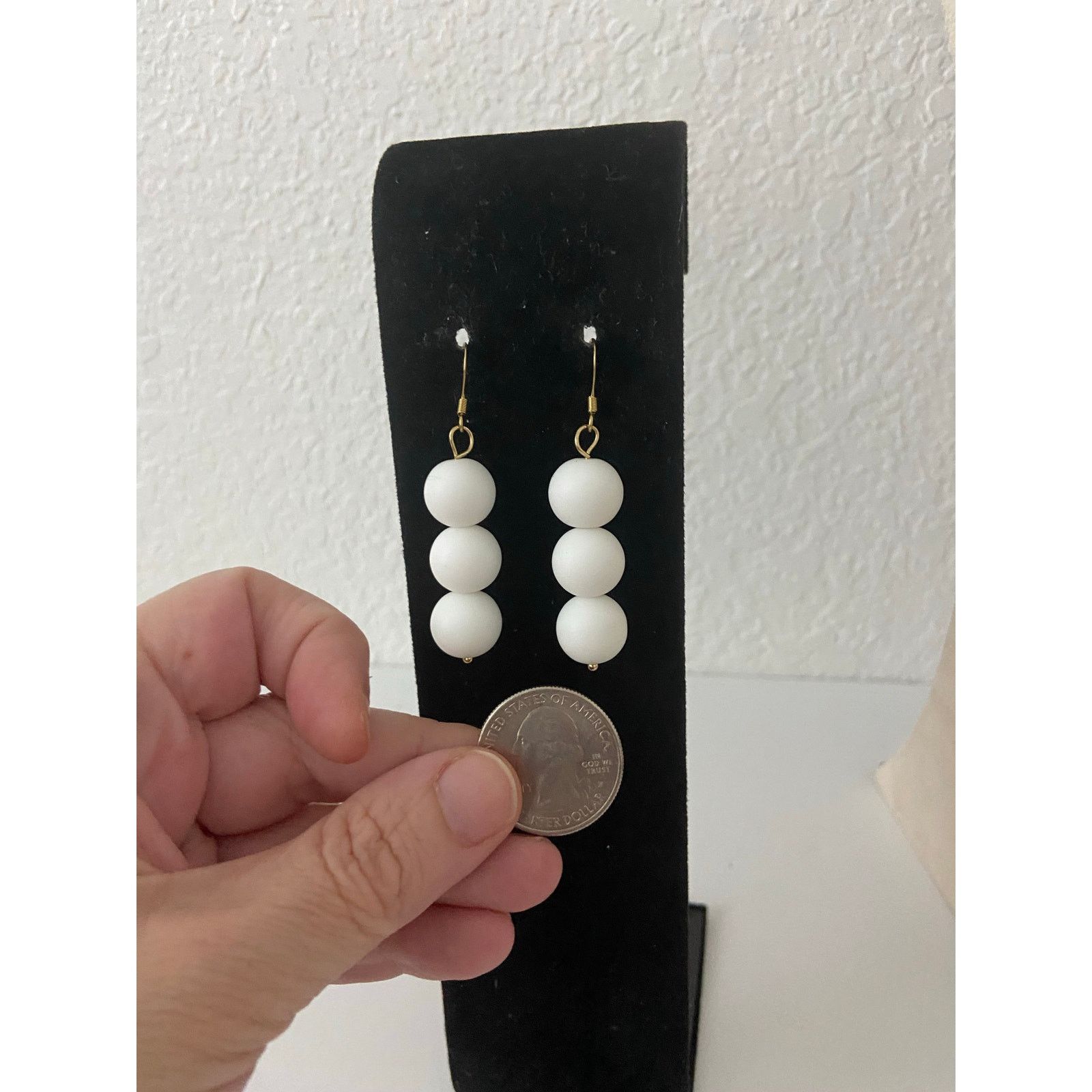 Handmade White stone earrings Size ONE SIZE - 2 Thumbnail