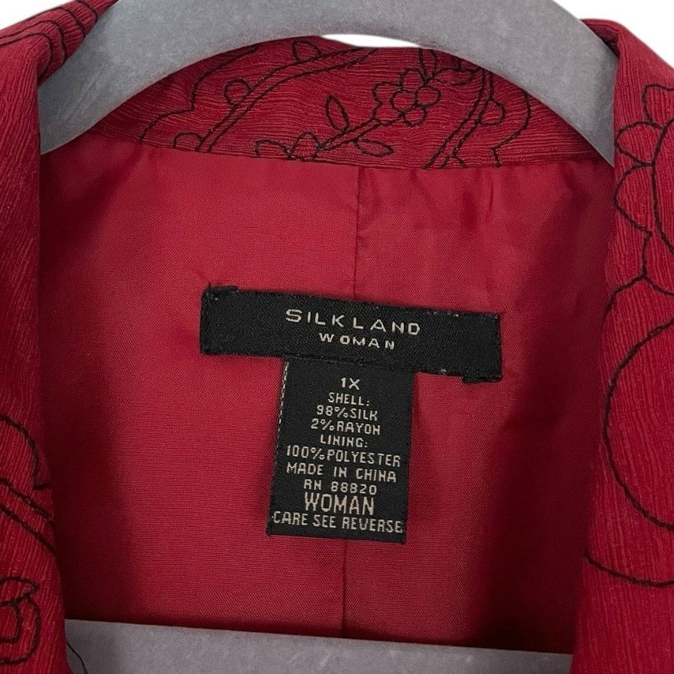 Vintage Silk Land Vtg Red & Black Paisley Embroidered Jacket Size XL / US 12-14 / IT 48-50 - 7 Thumbnail