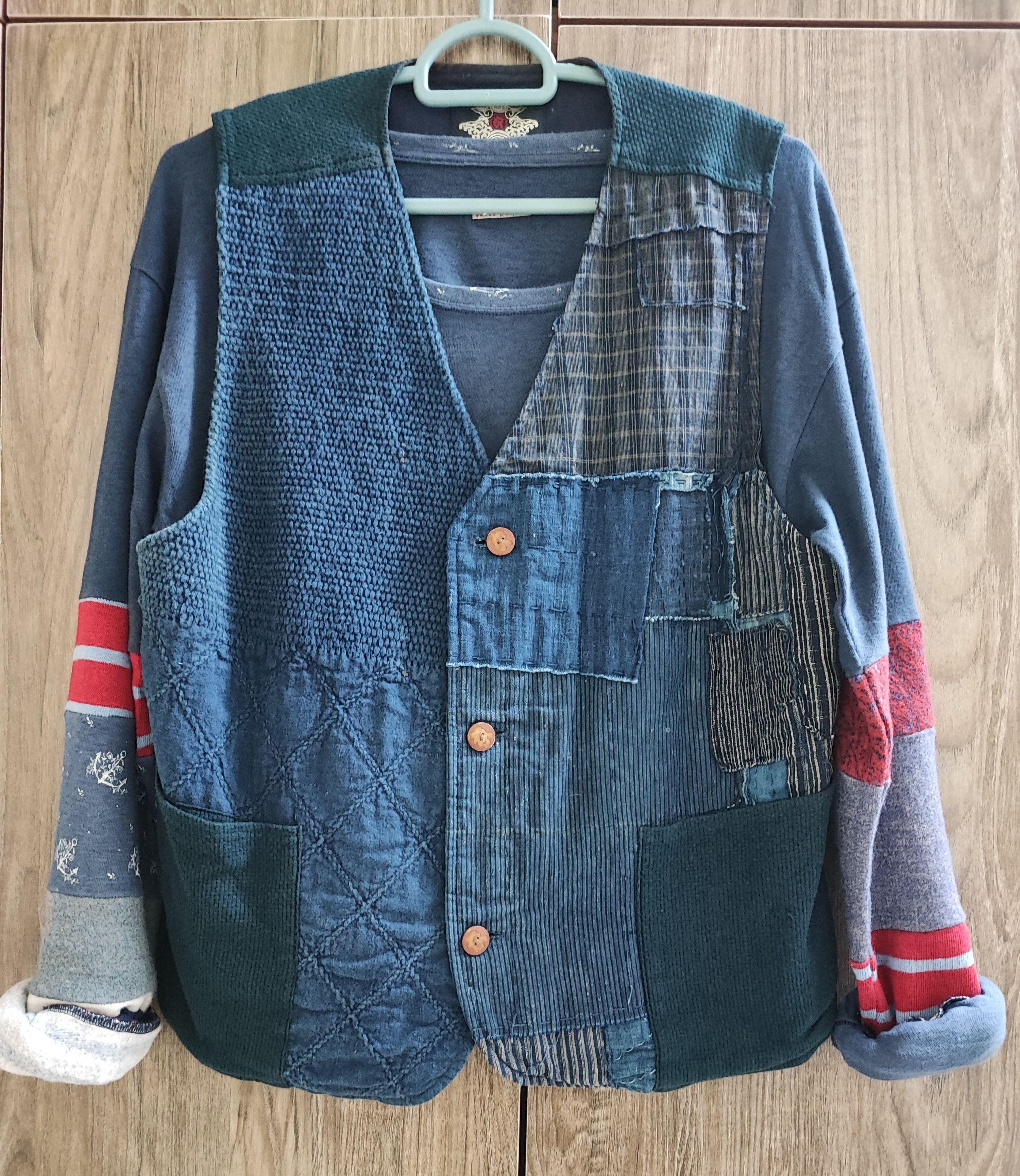Japanese Brand Very rare!! Japanese Brand Sashiko Patchwork Boro Vest Size US M / EU 48-50 / 2 - 3 Thumbnail