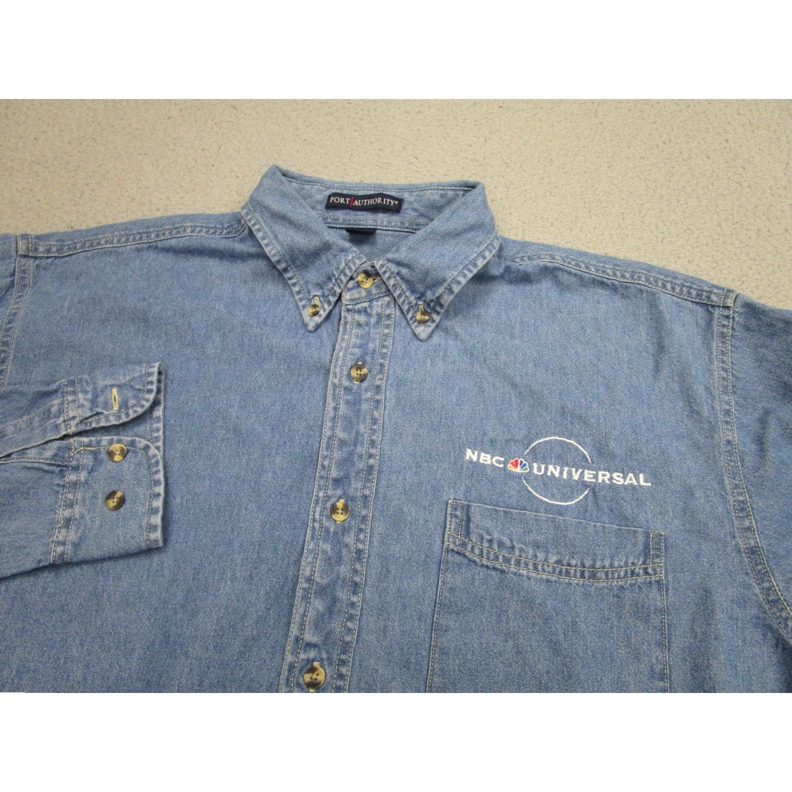 Port Authority Port Authority Shirt Mens XL Blue Denim Long Sleeve NBC Universal Embroidered Size US XL / EU 56 / 4 - 2 Thumbnail